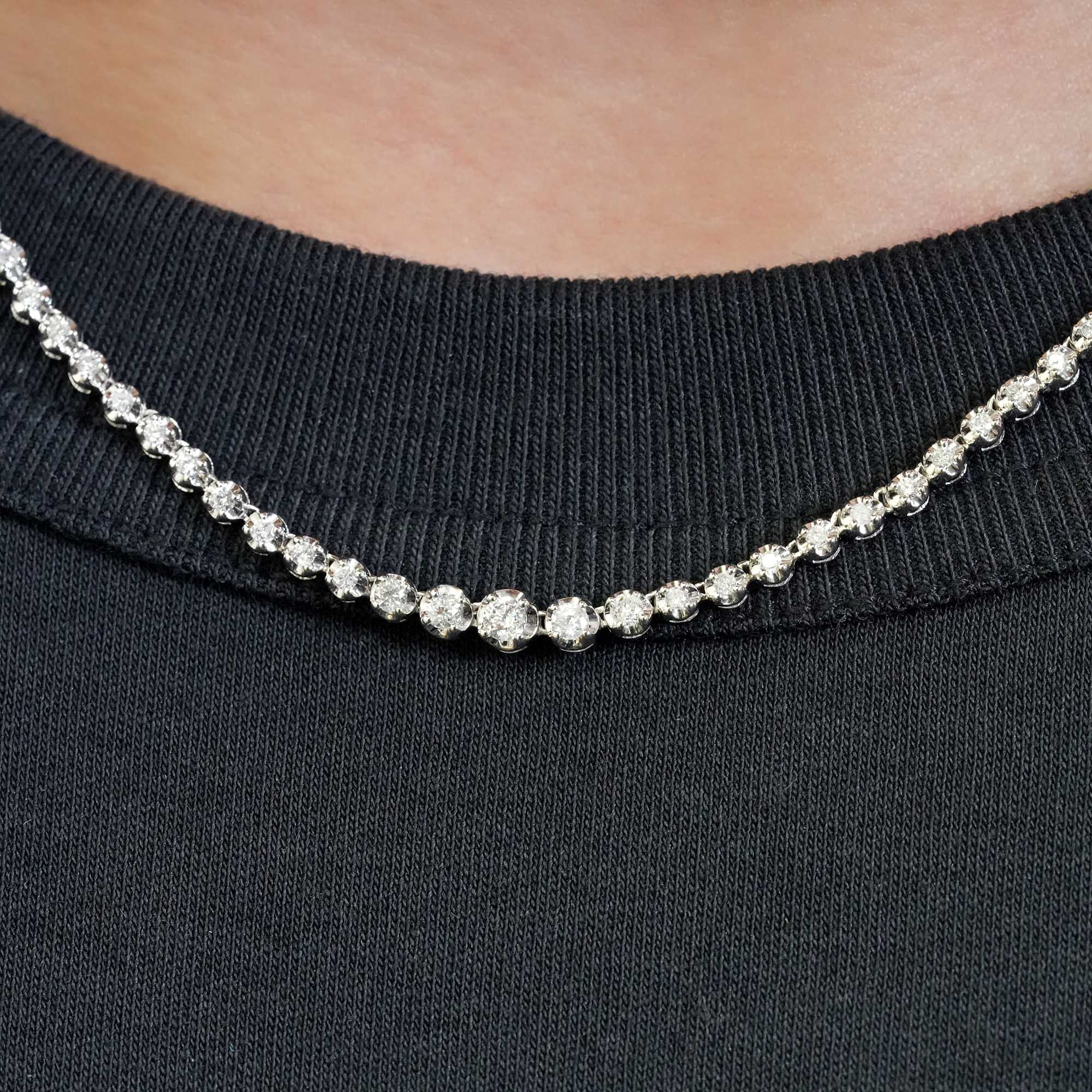 ダイヤモンド テニスネックレス – K18WG / YG、2.0カラット