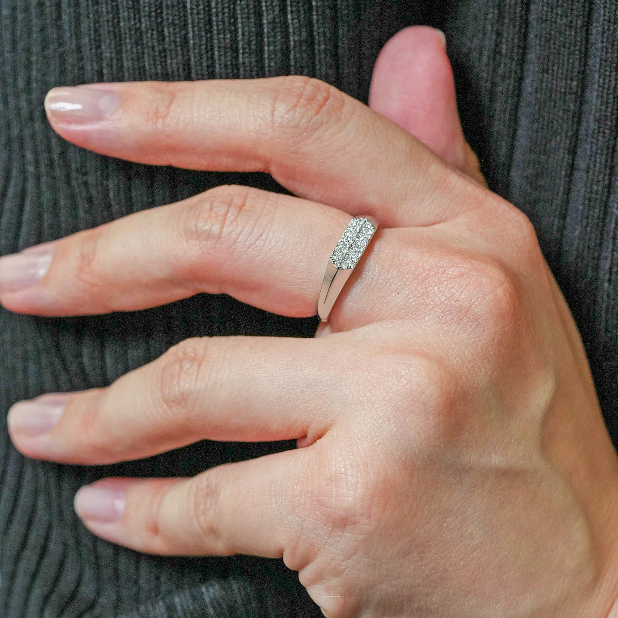 フラットパヴェ ダイヤモンド リング – K18WG、0.20ct