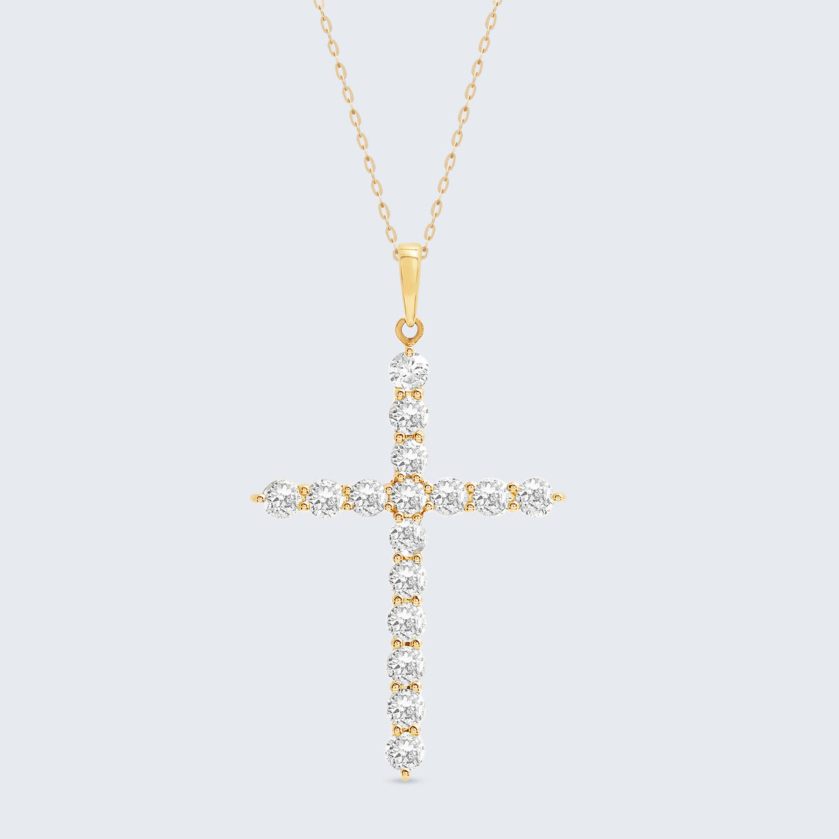 クロス ダイヤモンドペンダントヘッド - K18YG、1.0ct (チェーンは 