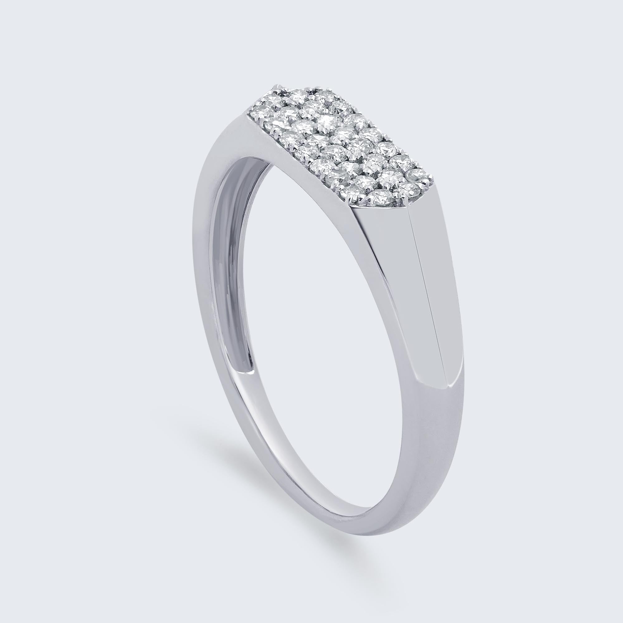 フラットパヴェ ダイヤモンド リング – K18WG、0.20ct