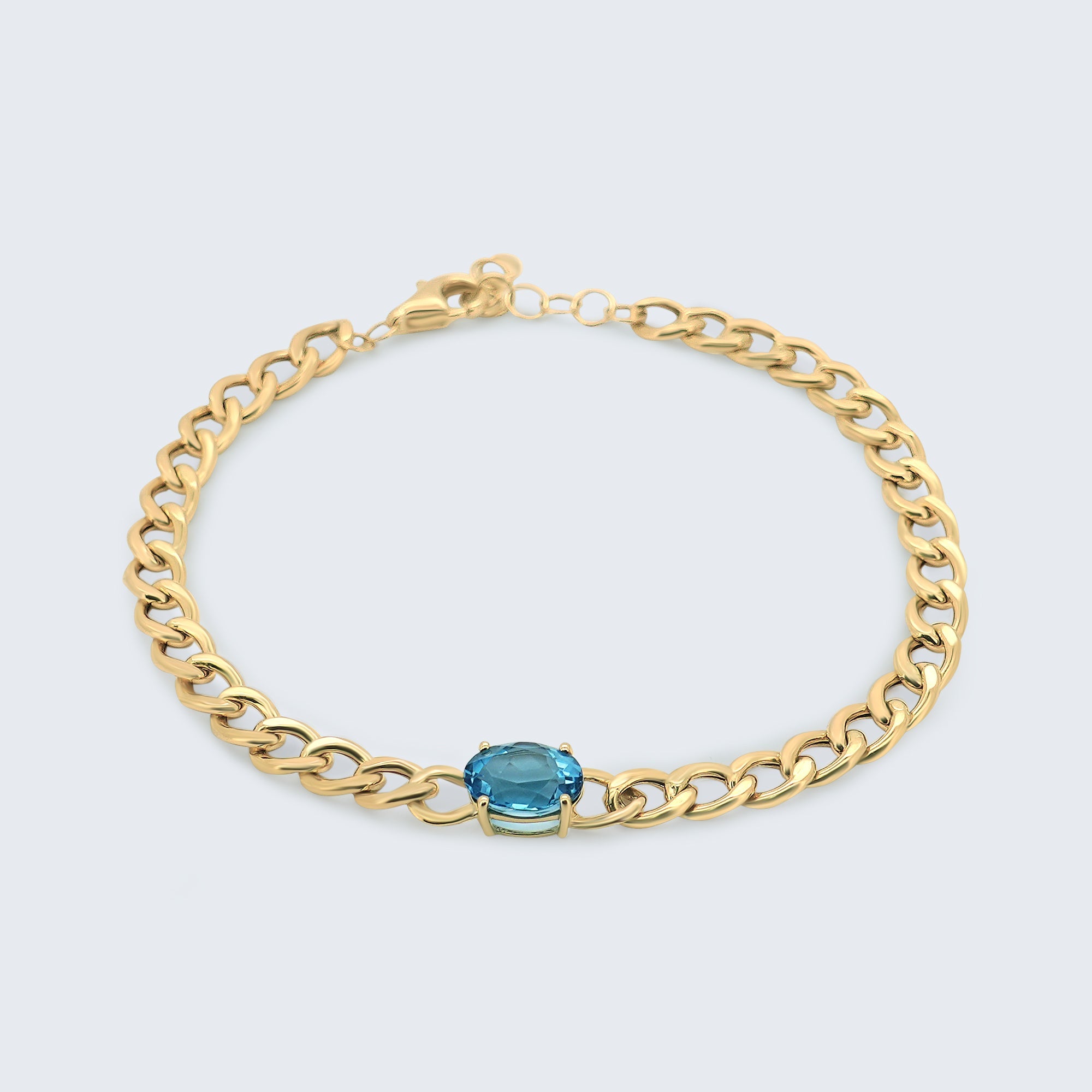 スイスブルートパーズ チェーンブレスレット – K18YG、1.50ct