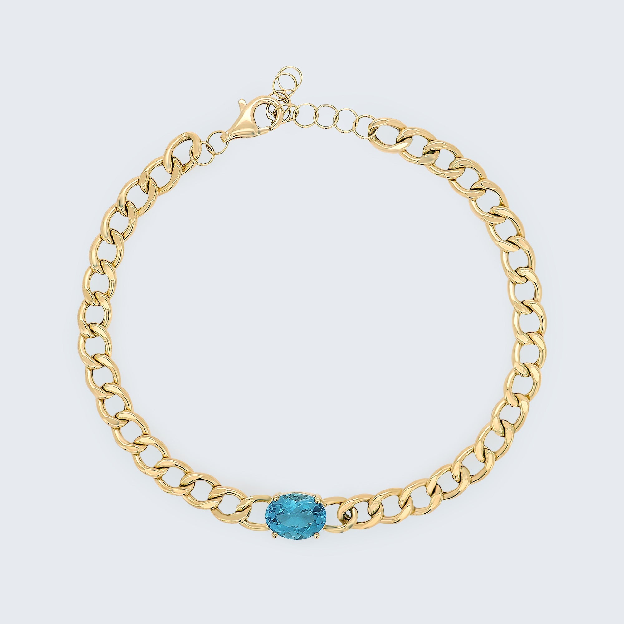 スイスブルートパーズ チェーンブレスレット – K18YG、1.50ct