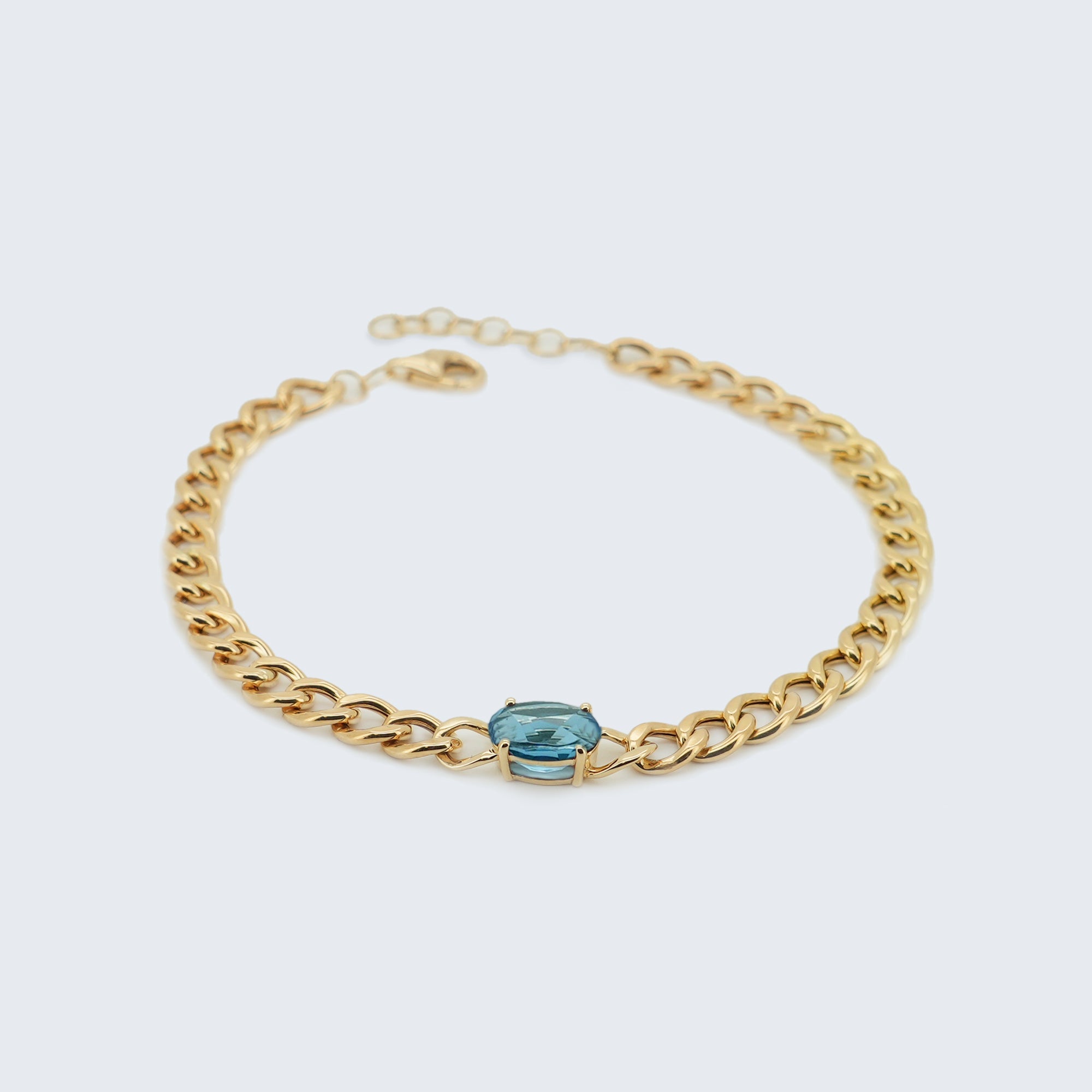 スイスブルートパーズ チェーンブレスレット – K18YG、1.50ct