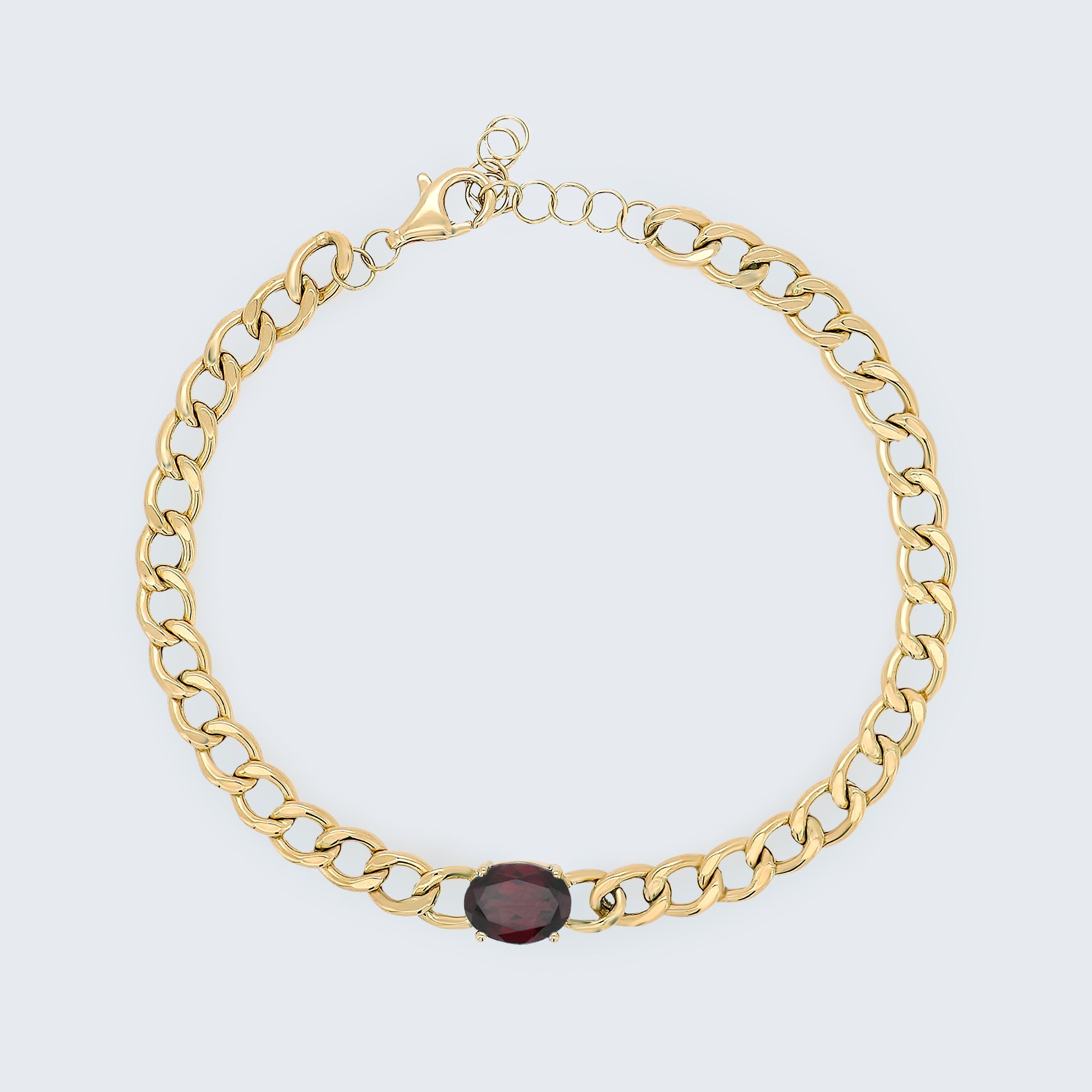 モザンピークガーネットチェーンブレスレット – K18YG、1.30ct