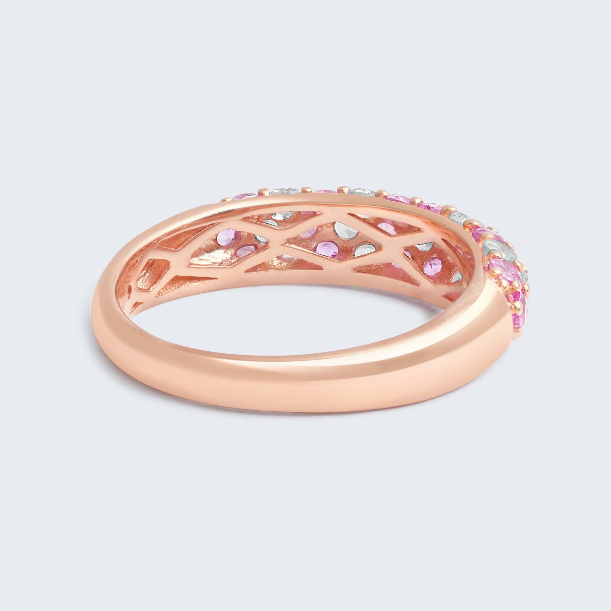 ピンク&ホワイトサファイアリング - 18K PG、1.25カラット