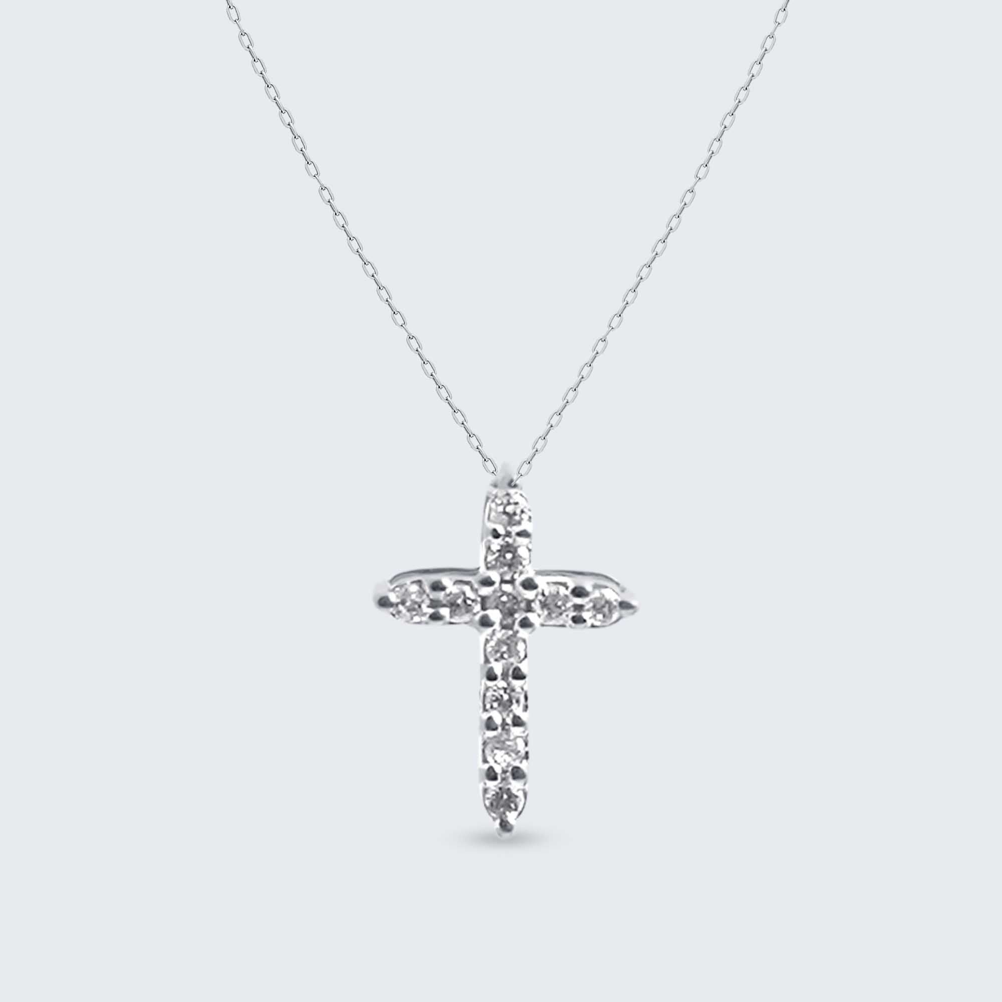 クロスダイヤモンドペンダントヘッド – K18WG / K18YG、0.04ct 