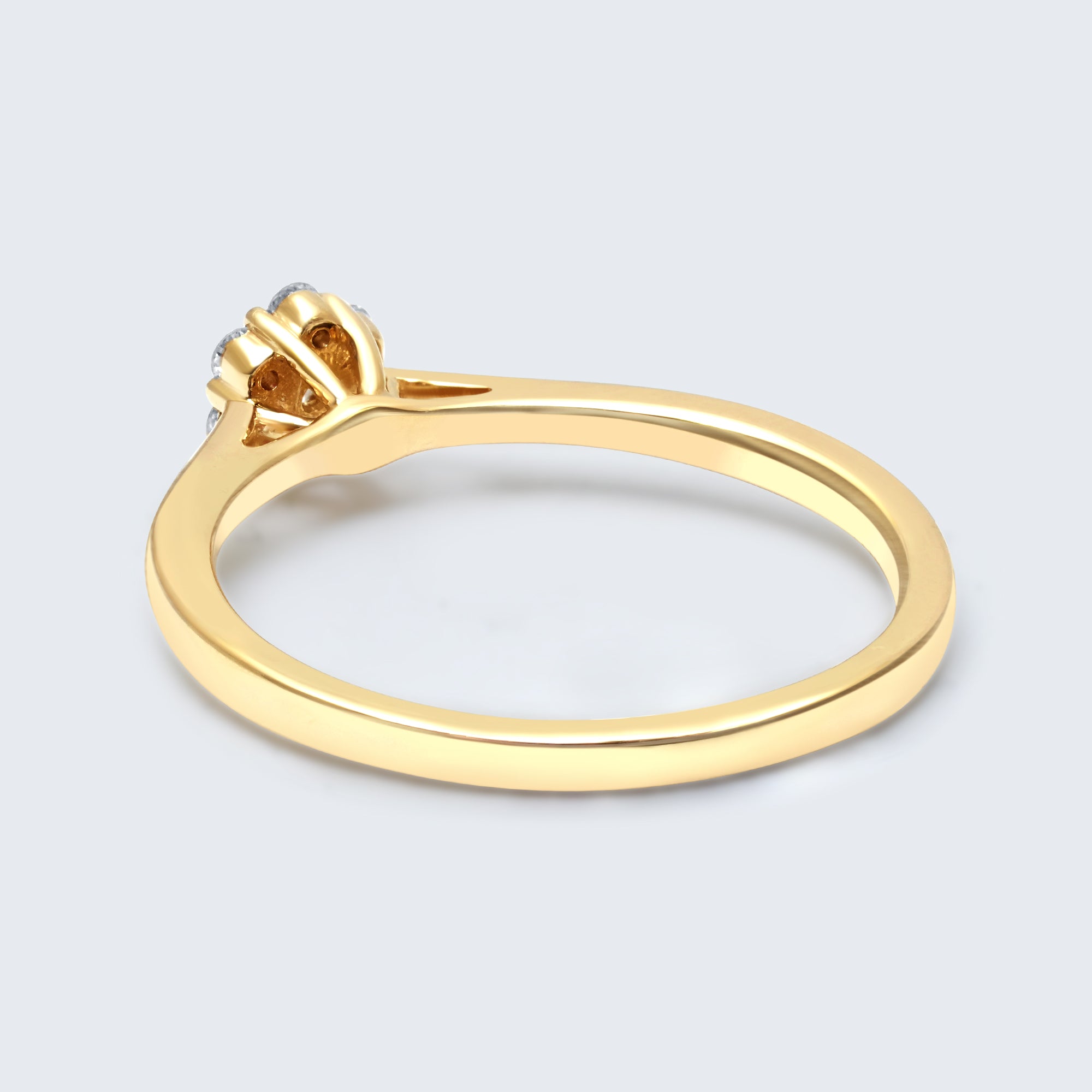 クラスターダイヤモンドリング - K18YG、0.12カラット