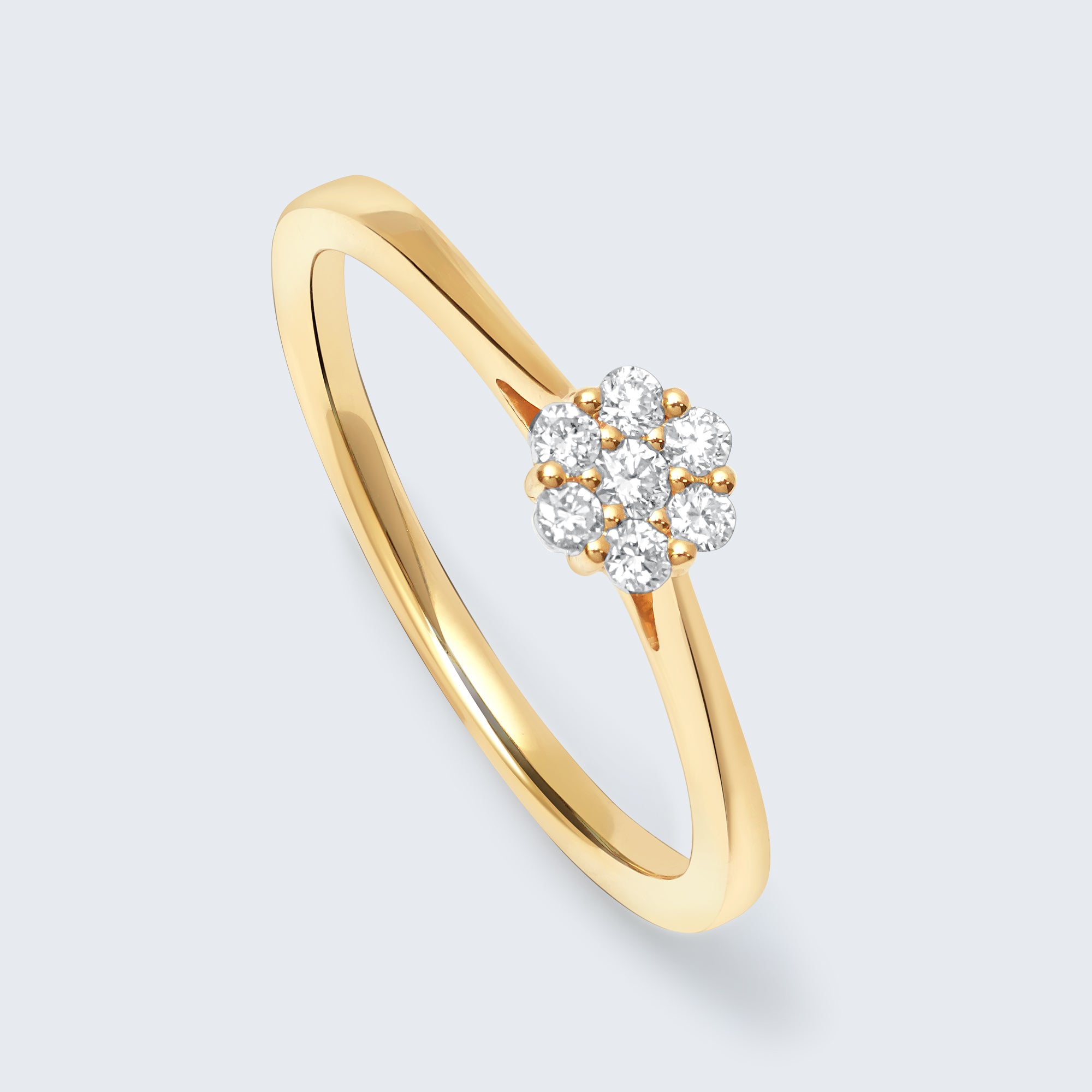 クラスターダイヤモンドリング - K18YG、0.12カラット