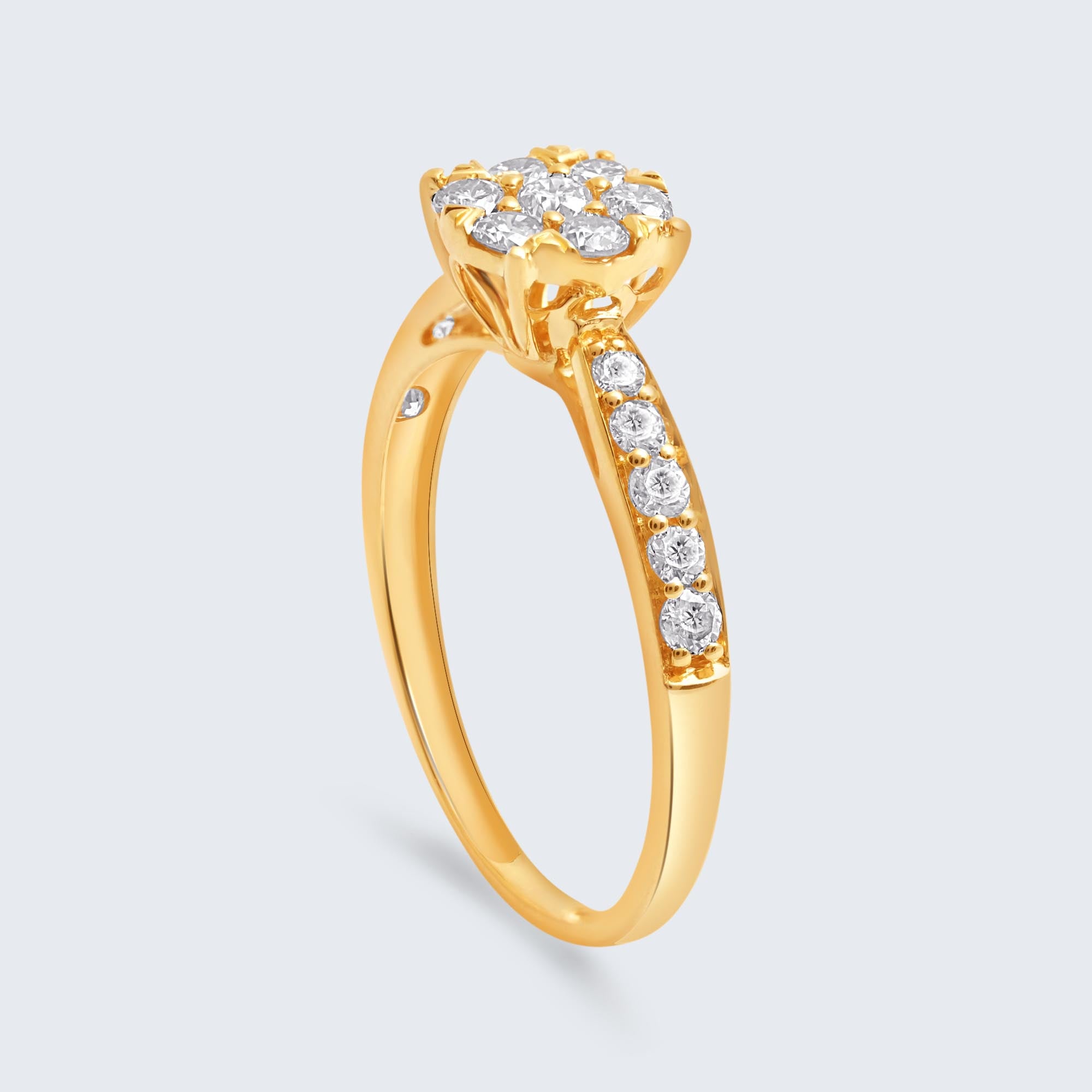 クラスター ダイヤモンド リング – K18YG、0.50ct