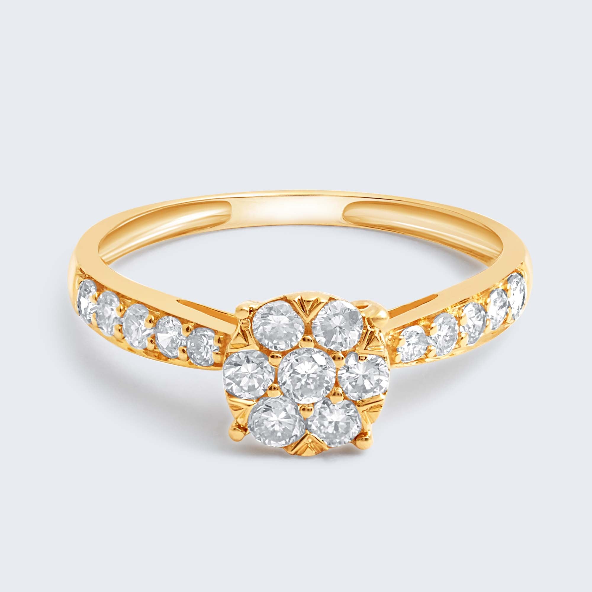 クラスター ダイヤモンド リング – K18YG、0.50ct