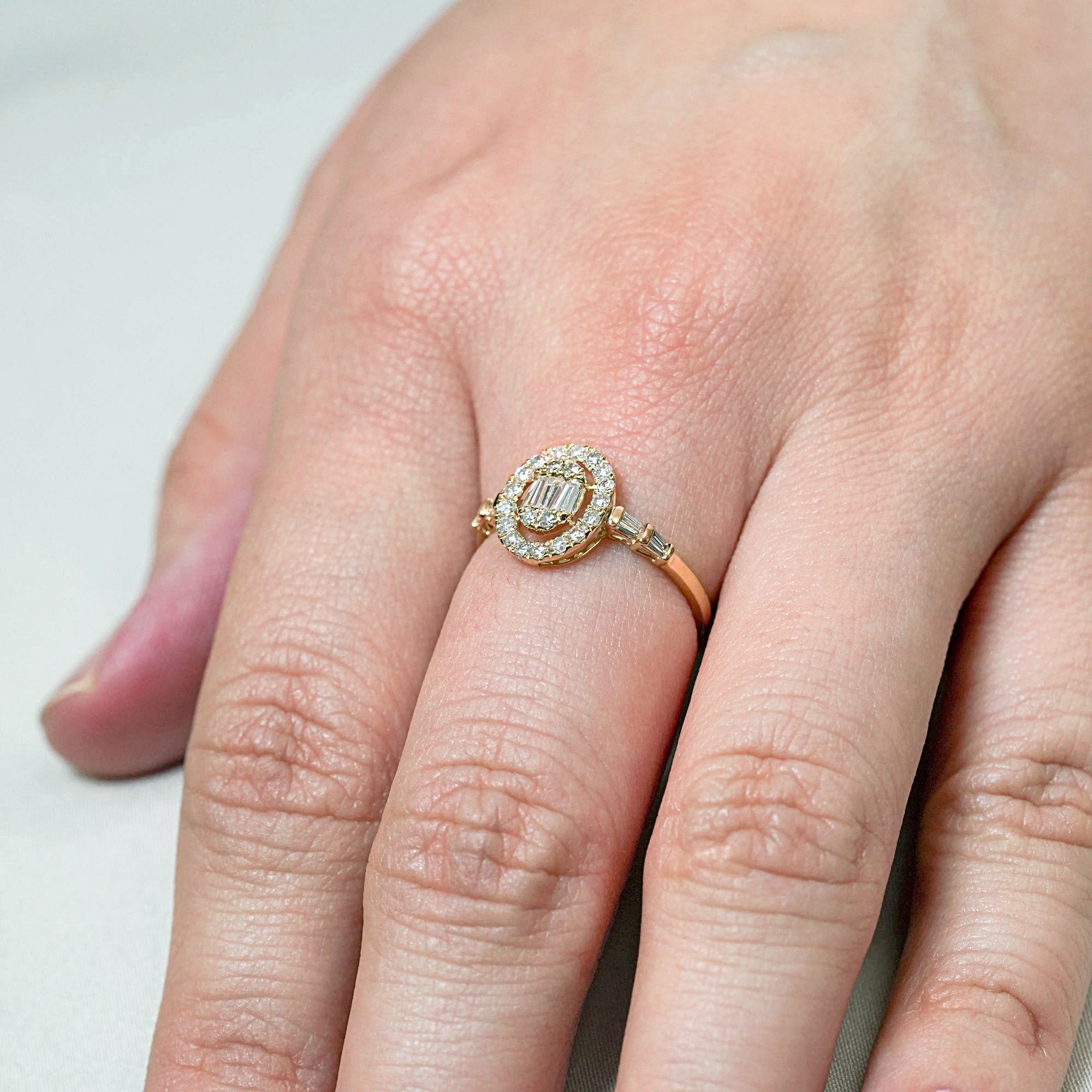 デザイン ダイヤモンド リング – K18YG、0.50ct