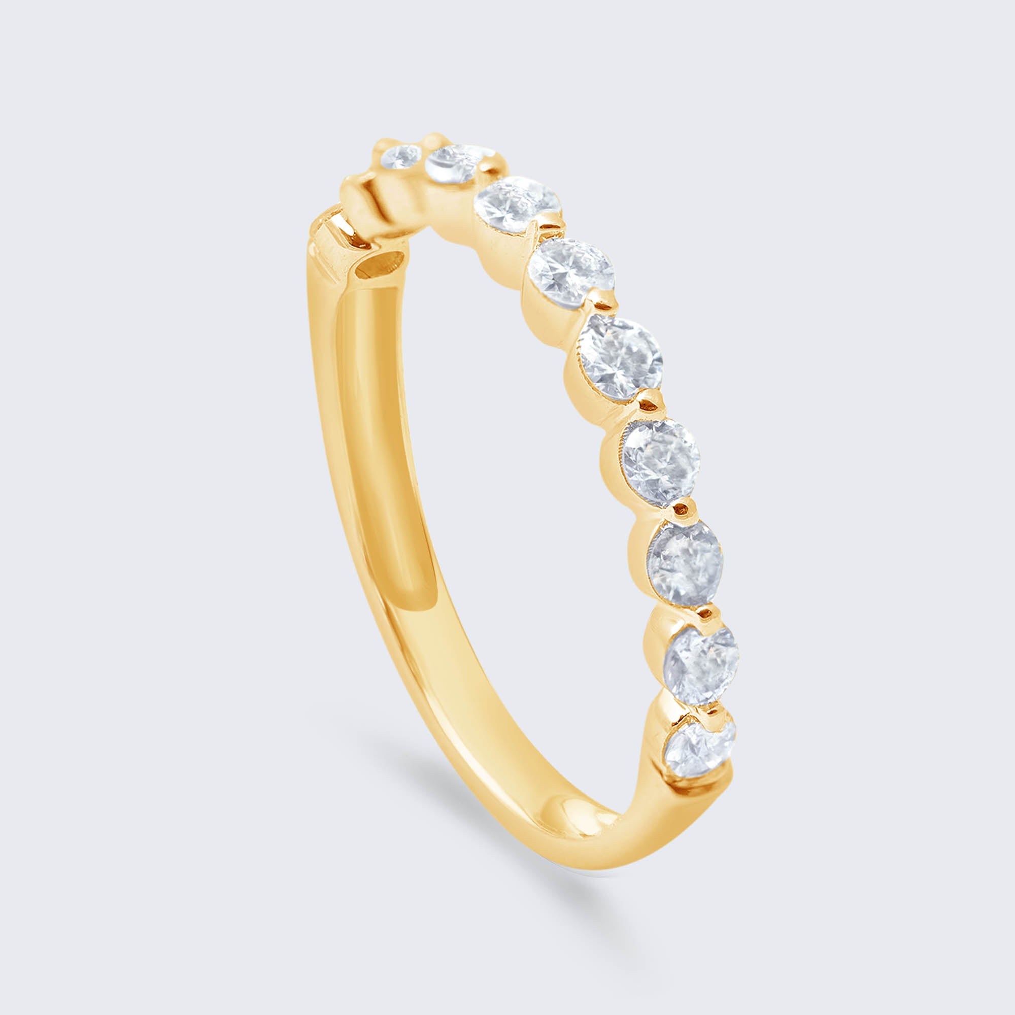 ハーフエタニティ ダイヤモンドリング – K18YG、0.50カラット