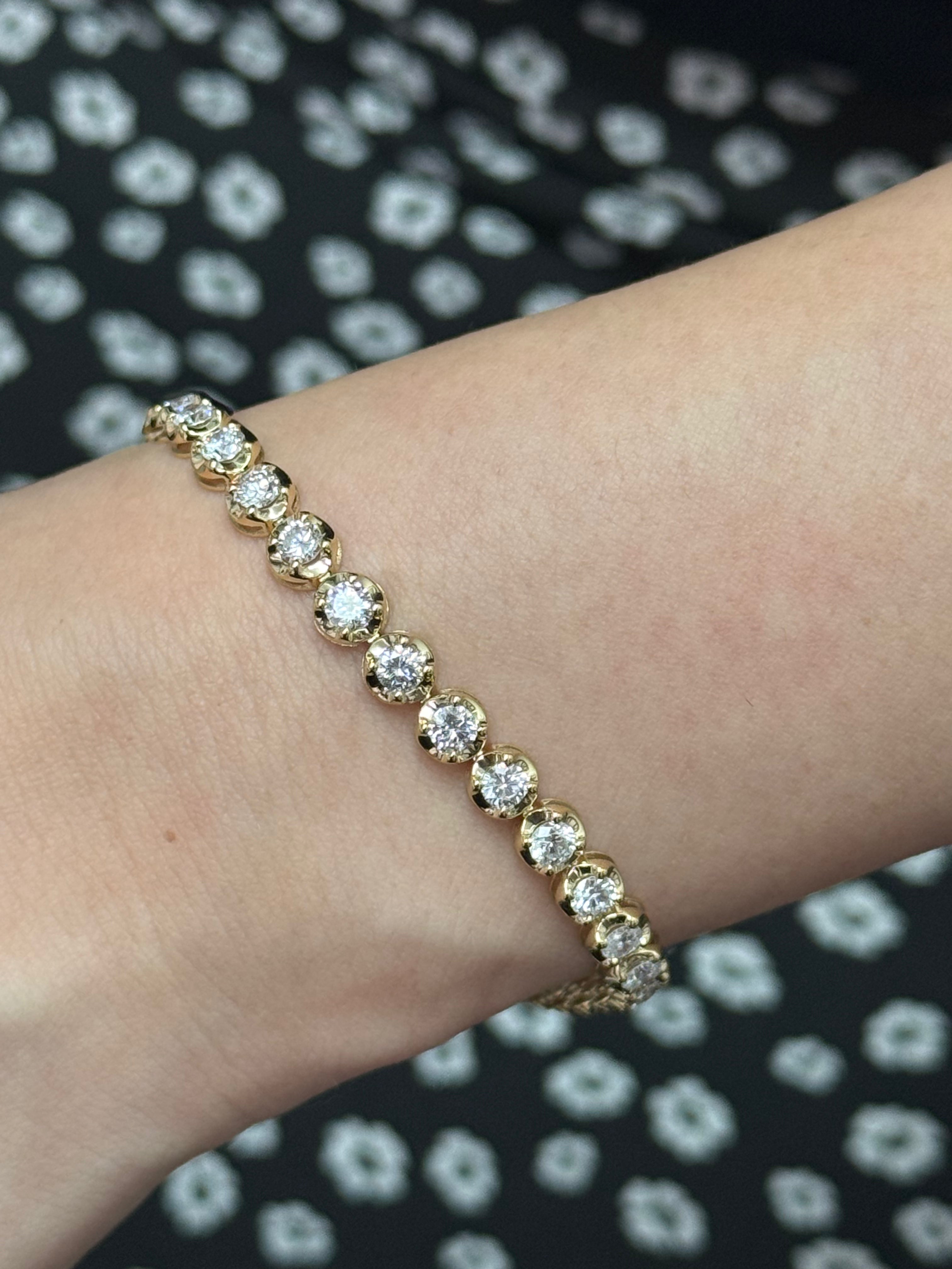 ハーフエタニティ・ダイヤモンド・ブレスレット – K18YG, 5.0ct
