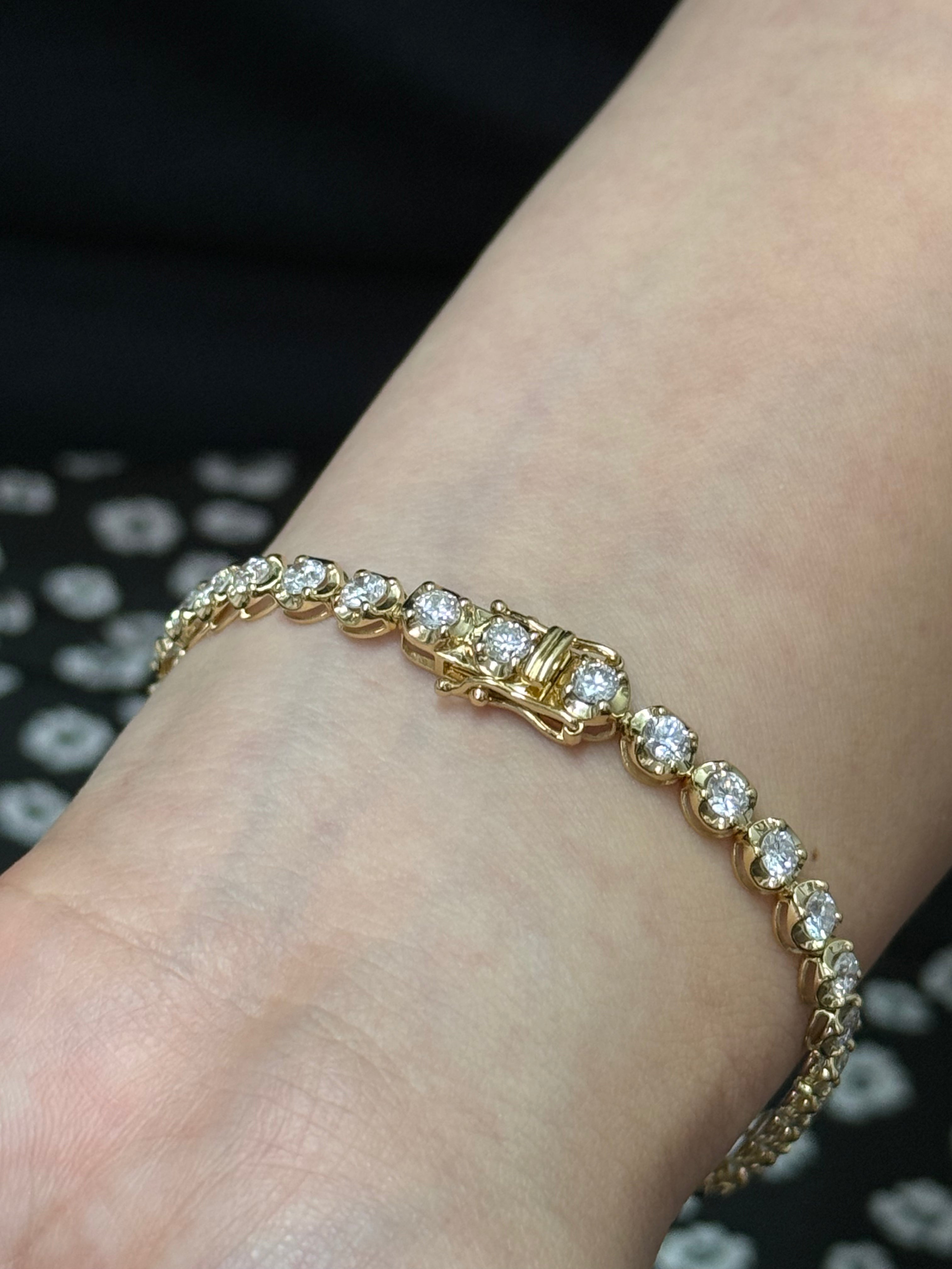 ハーフエタニティ・ダイヤモンド・ブレスレット – K18YG, 5.0ct