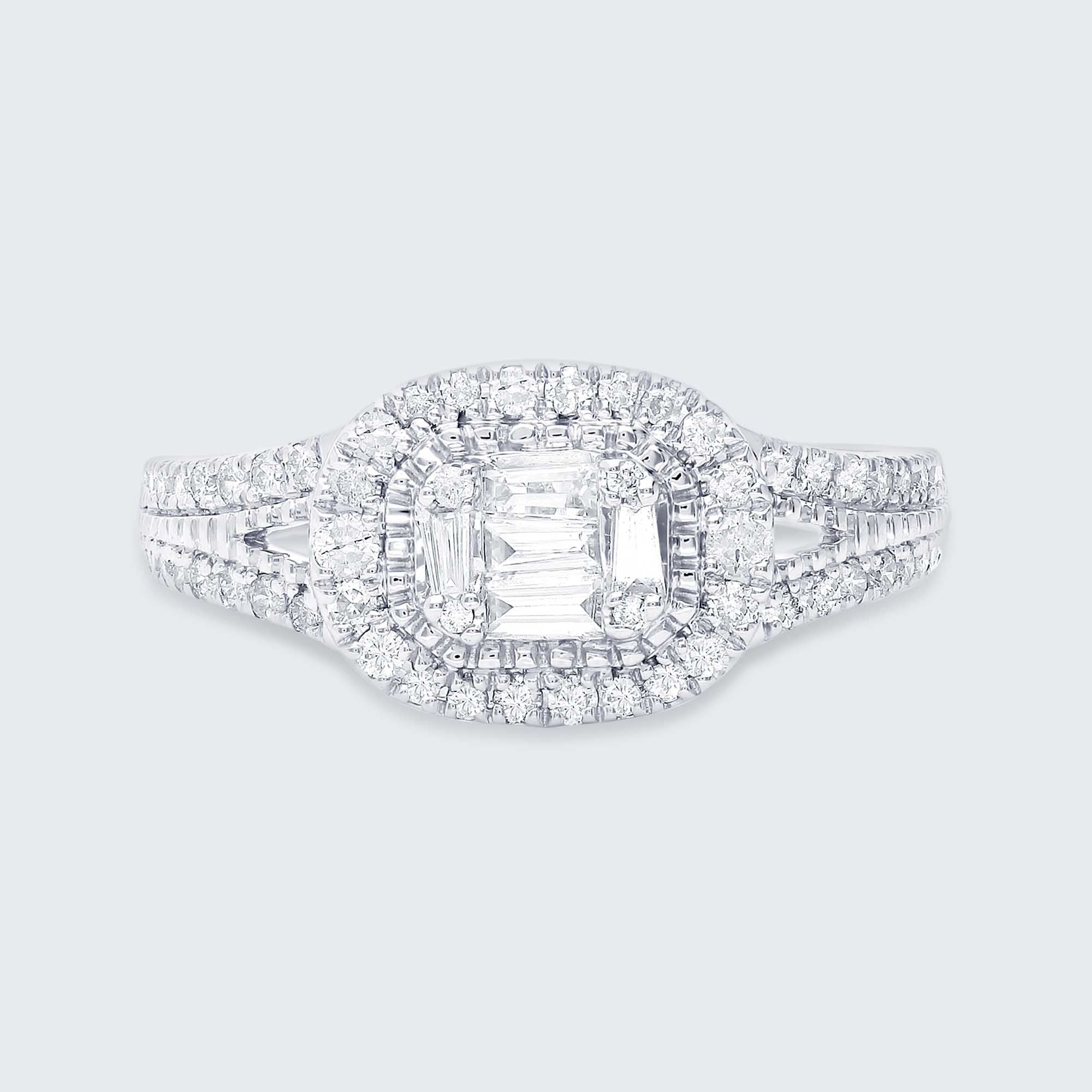 デザインダイヤモンドリング – K18WG、0.50カラット