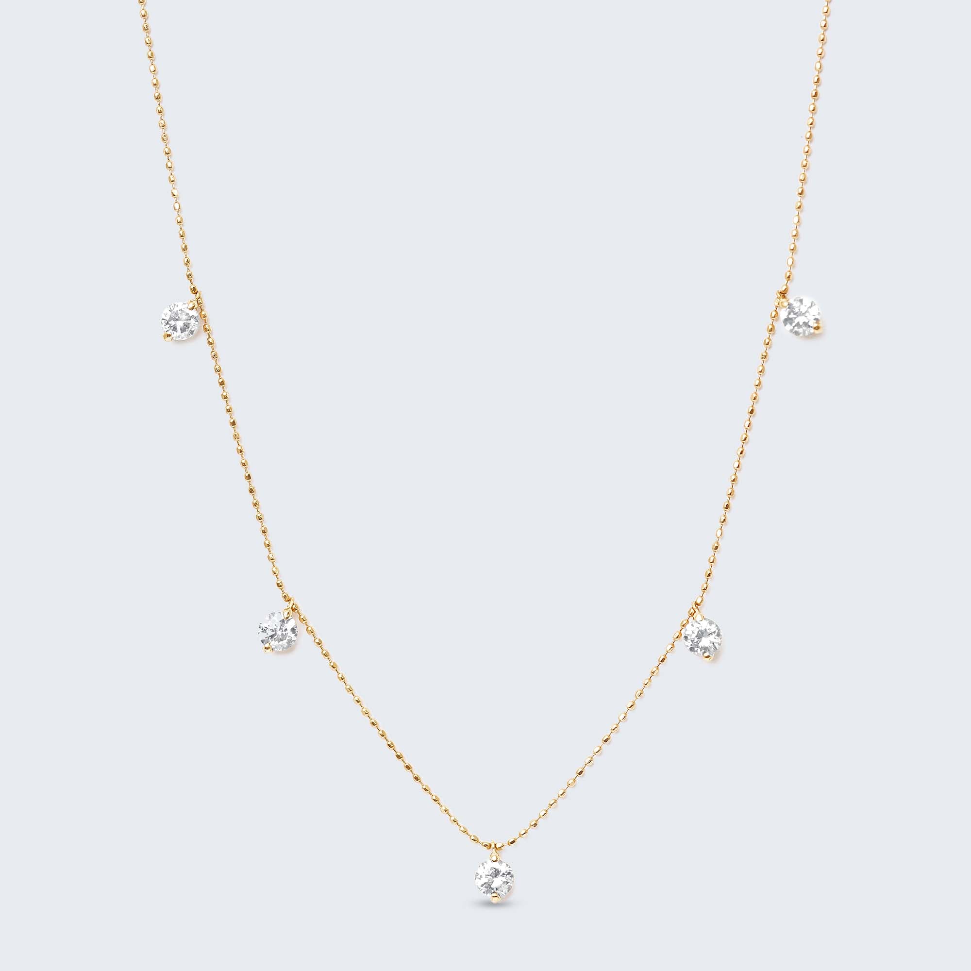 ダイヤモンドステーションネックレス – K18YG、1.0カラット