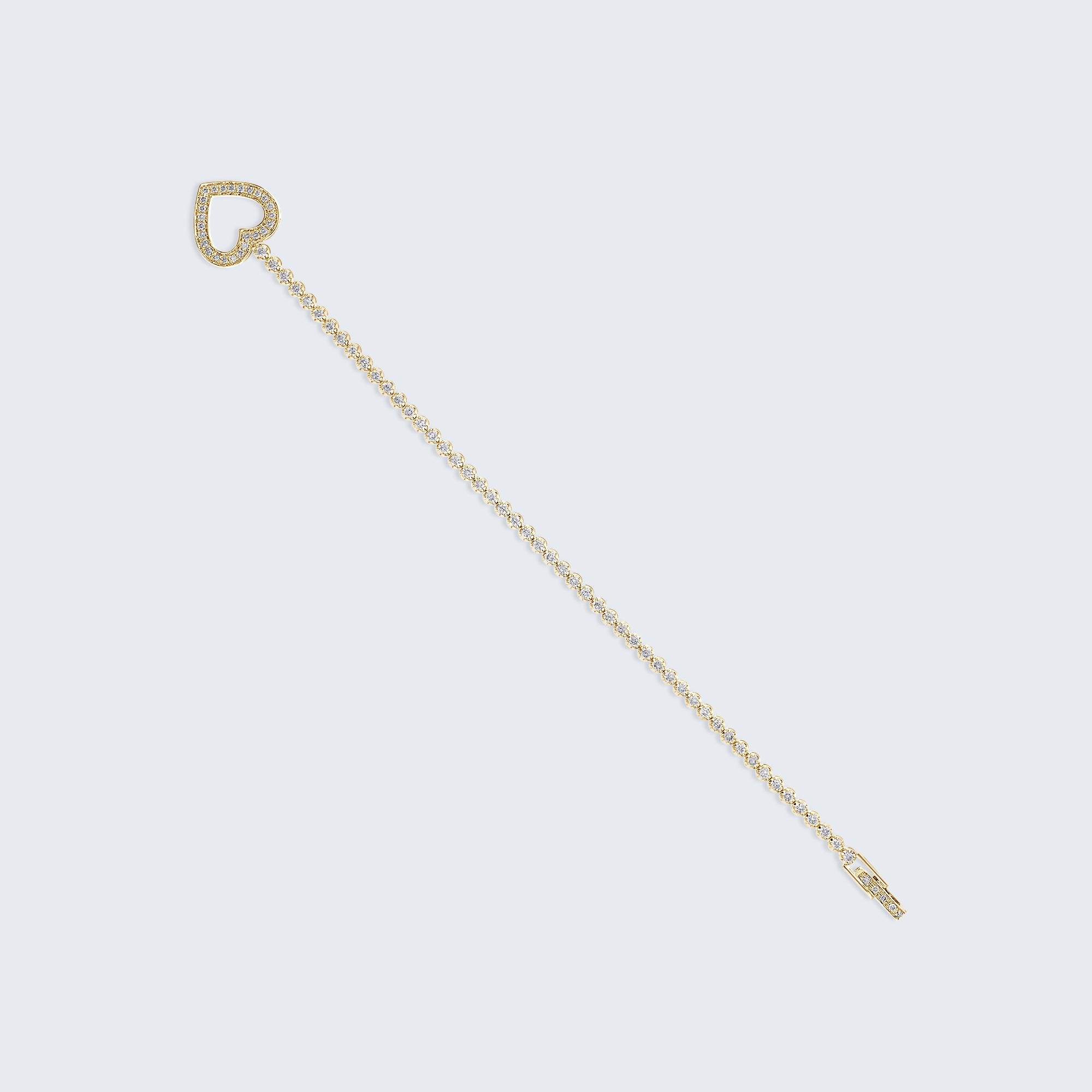 ハートクラスプ ダイヤモンド テニスブレスレット - 18Kゴールド、2.0カラット