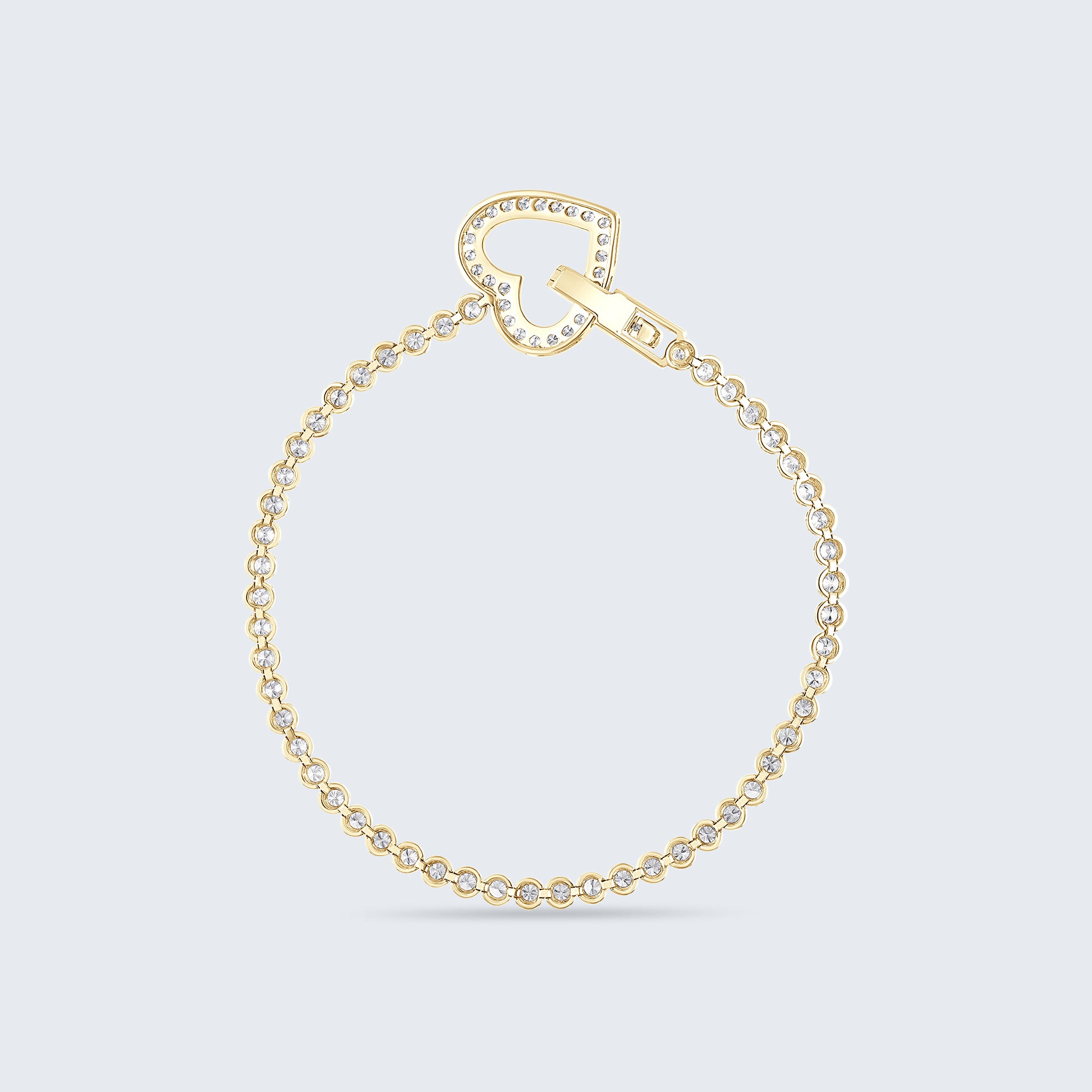 ハートクラスプ ダイヤモンド テニスブレスレット - 18Kゴールド、2.0カラット