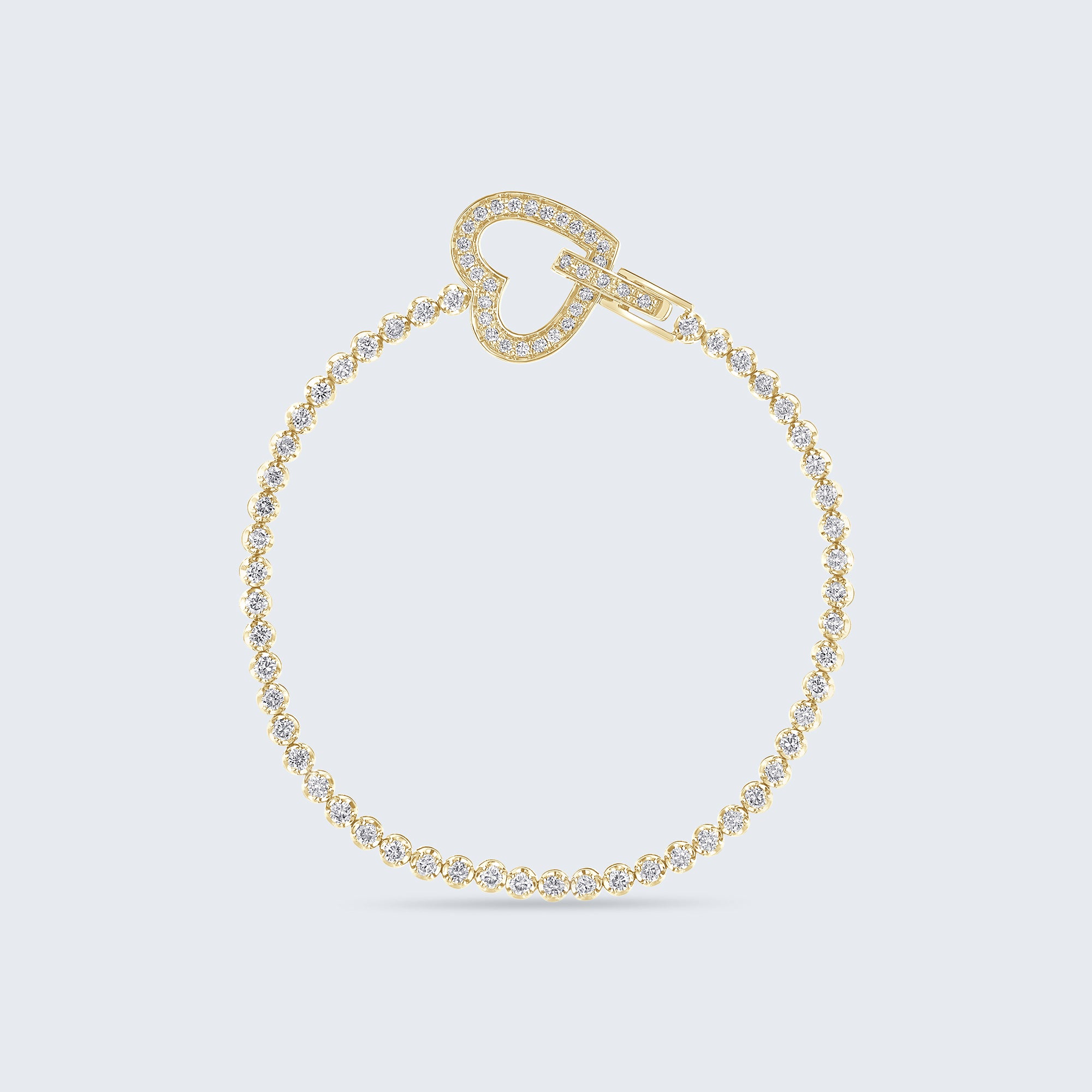 ハートクラスプ ダイヤモンド テニスブレスレット - 18Kゴールド、2.0カラット