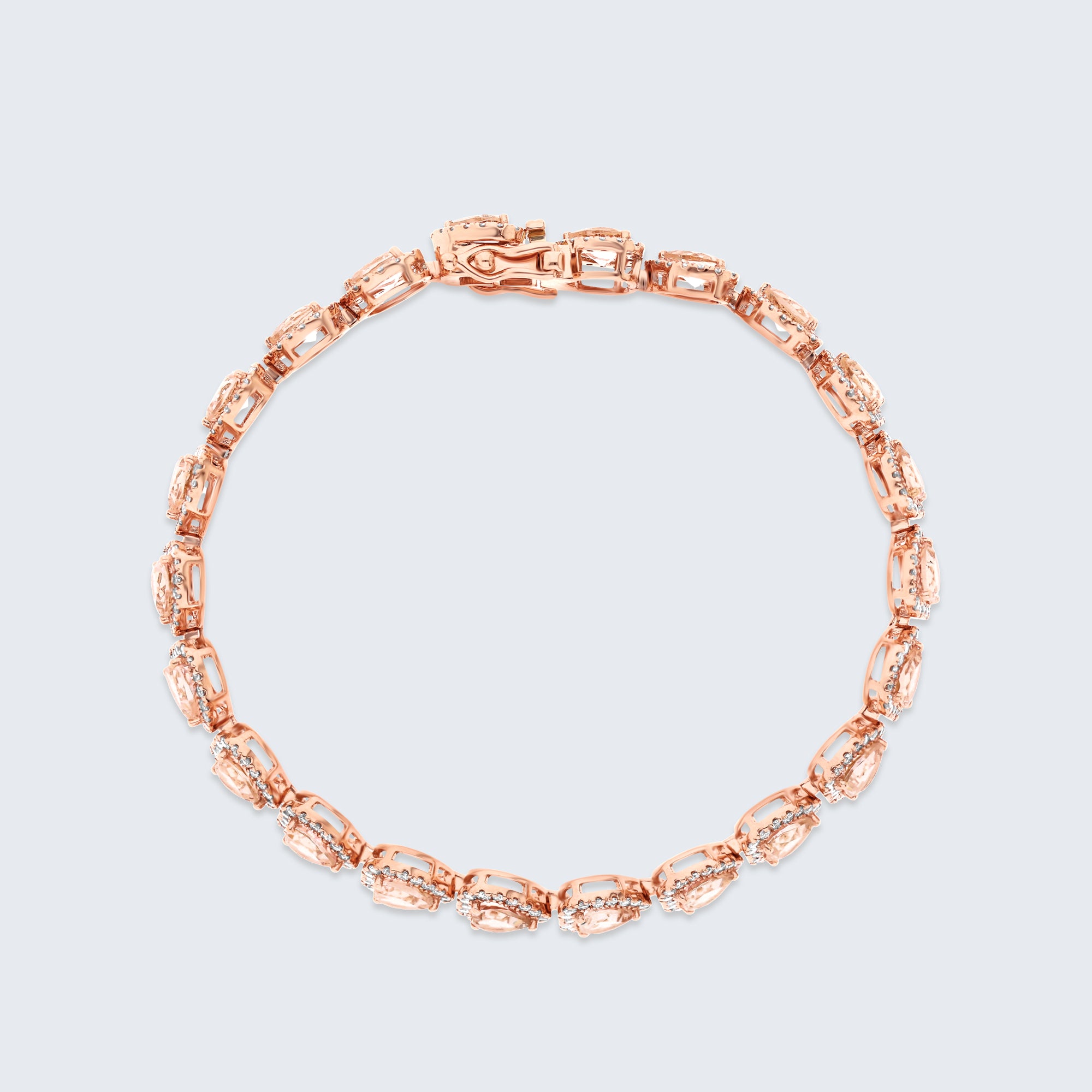 ハートリンク ダイヤモンド&モルガナイト ブレスレット – 18Kローズゴールド