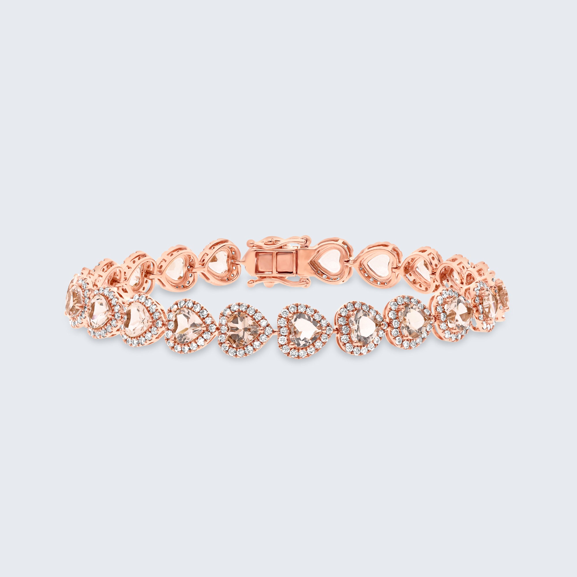 ハートリンク ダイヤモンド&モルガナイト ブレスレット – 18Kローズゴールド
