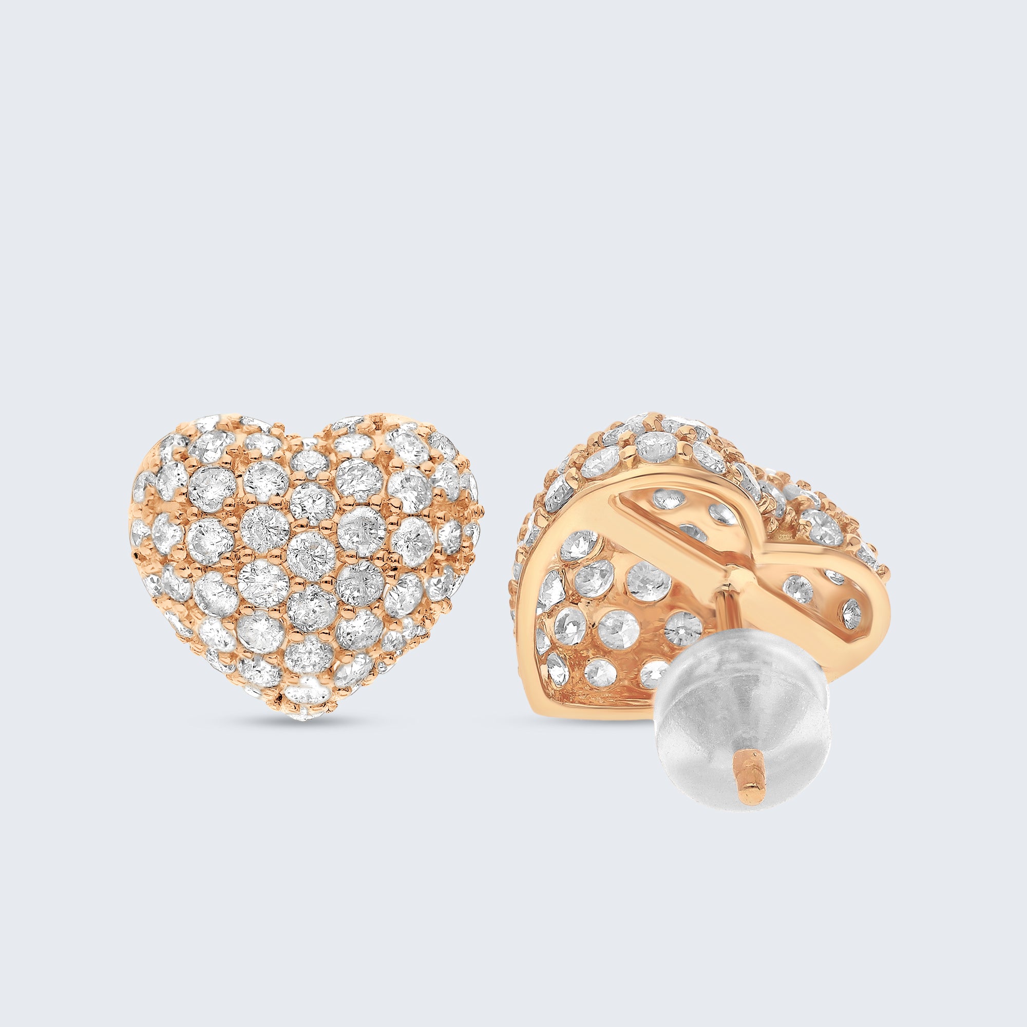 ダイヤモンドパヴェハートイヤリング – 18Kゴールド、2.0カラット