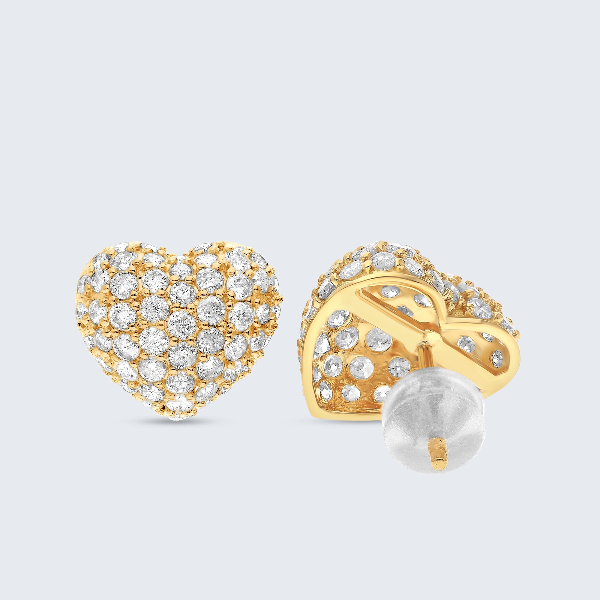 ダイヤモンドパヴェハートイヤリング – 18Kゴールド、2.0カラット