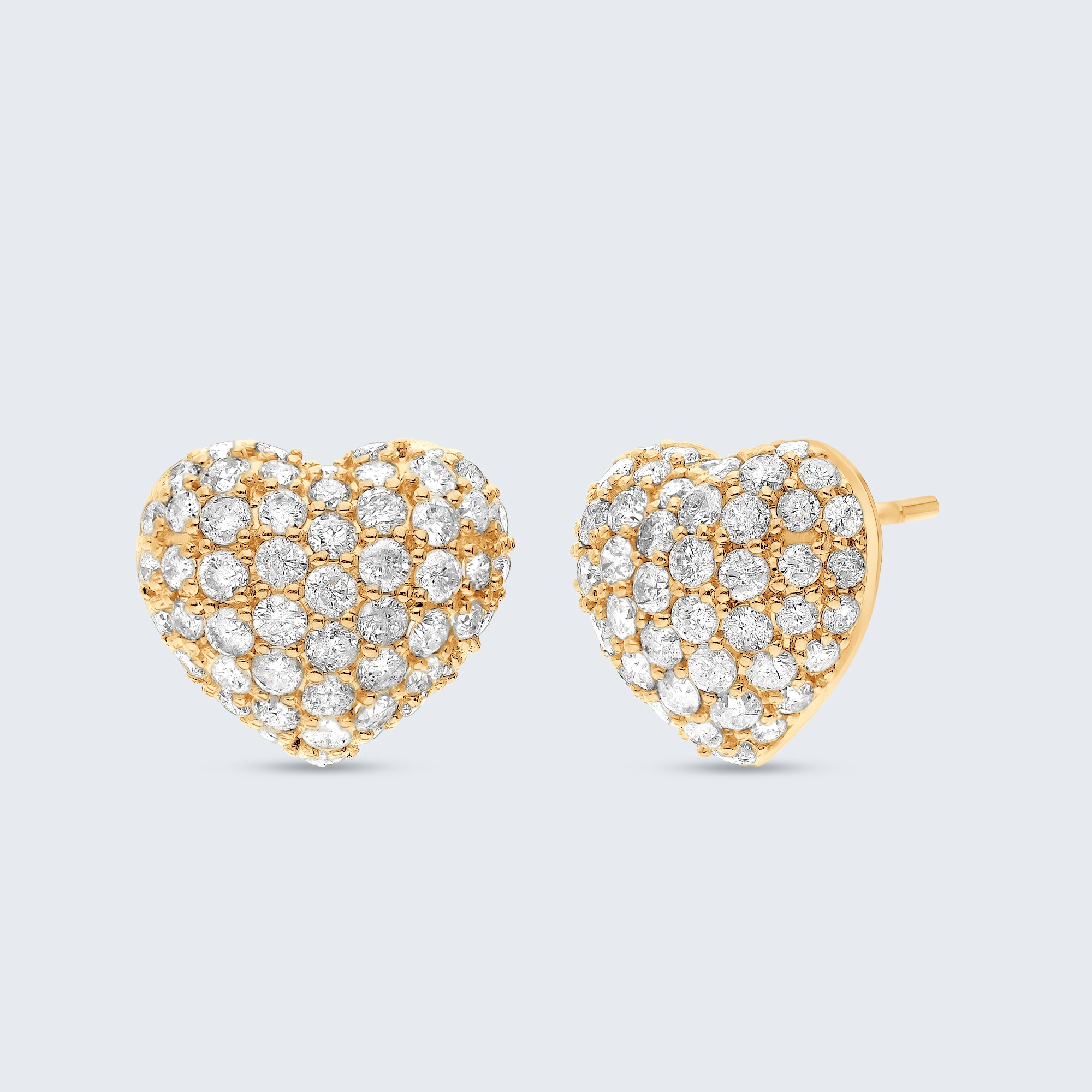 ダイヤモンドパヴェハートイヤリング – 18Kゴールド、2.0カラット