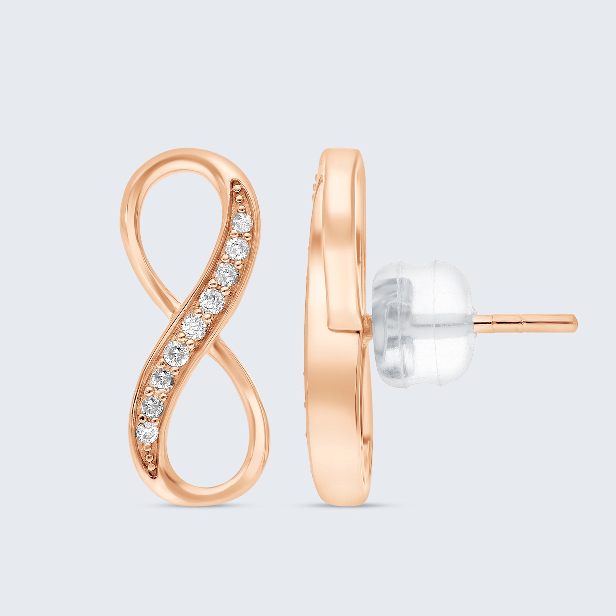 インフィニティ ダイヤ ピアス ダイヤモンド イヤリング – 18Kゴールド、0.10カラット