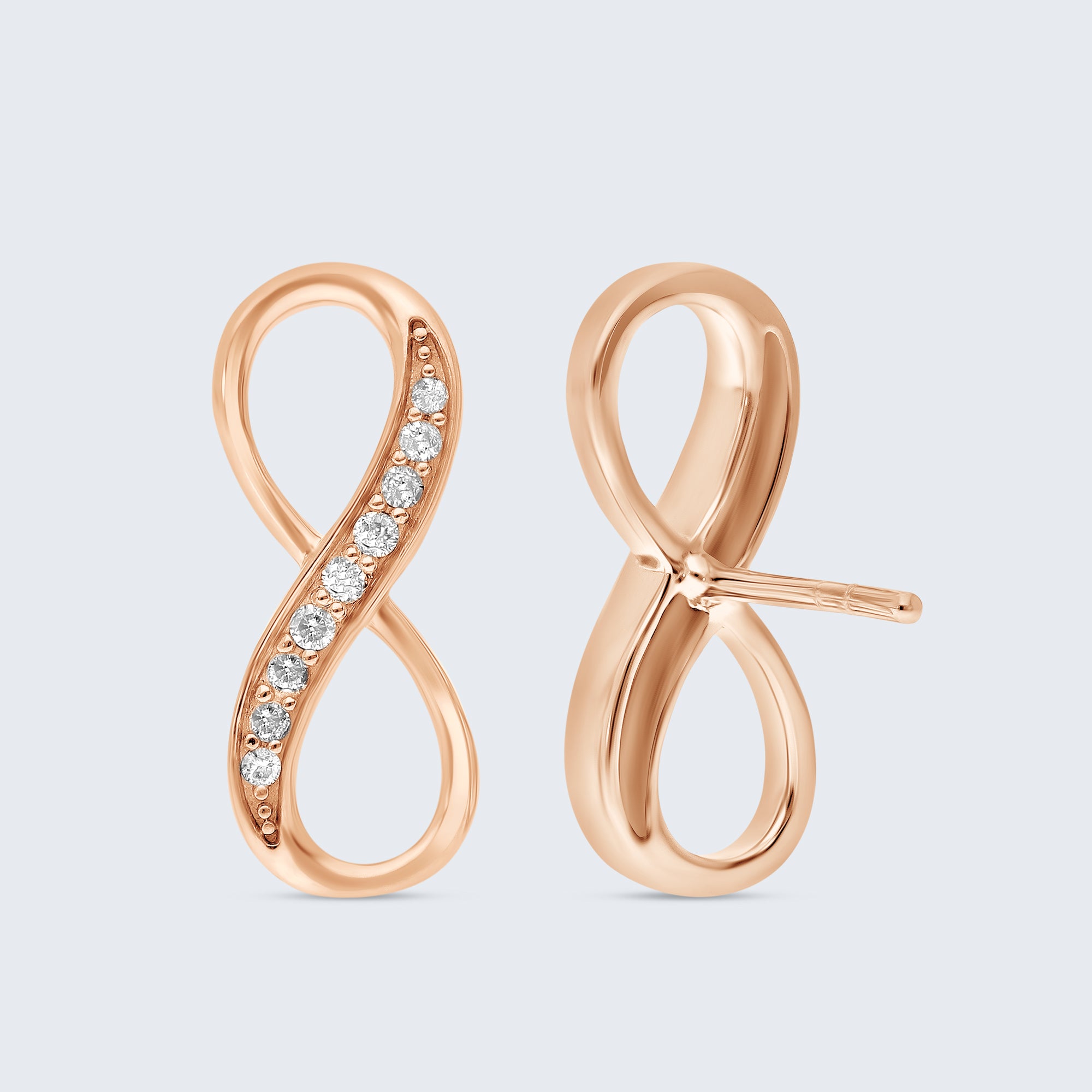 インフィニティ ダイヤ ピアス ダイヤモンド イヤリング – 18Kゴールド、0.10カラット