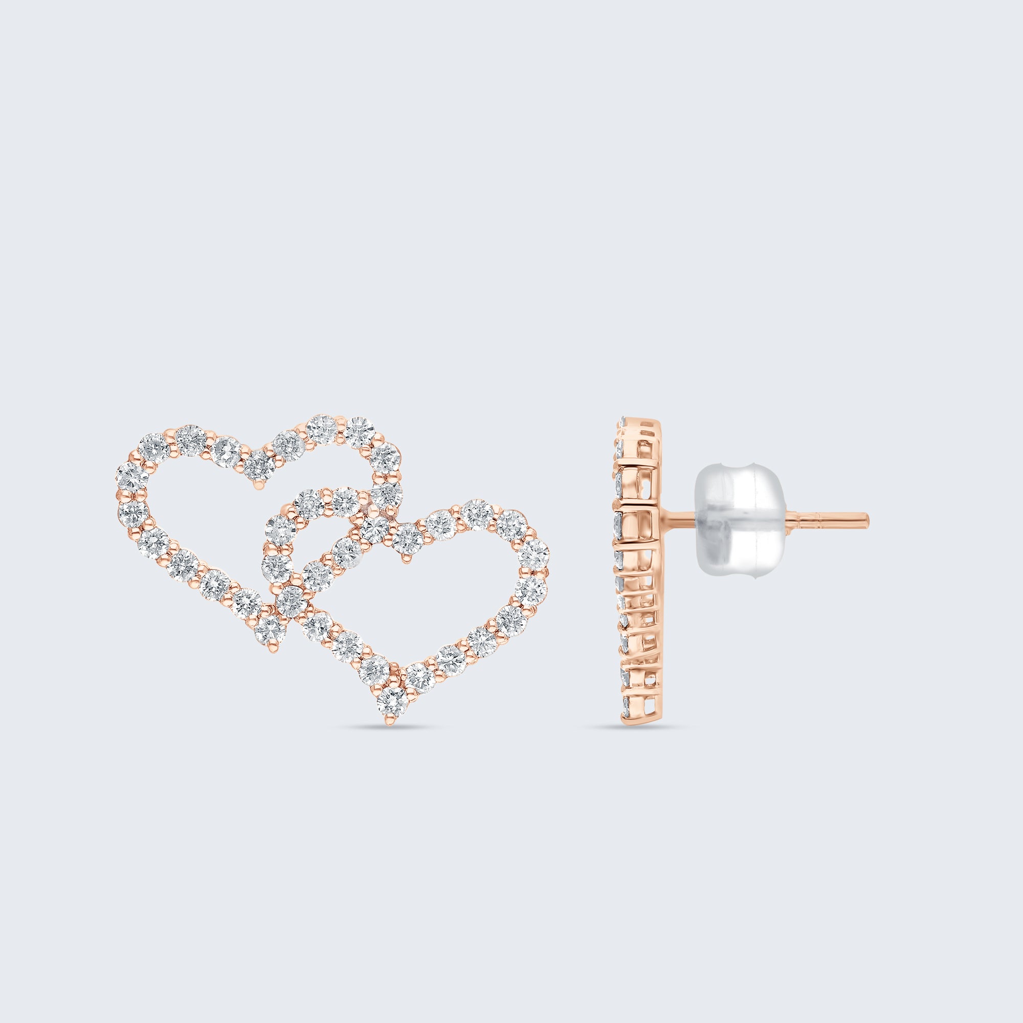 オープンハート ダイヤモンド イヤリング – 18Kゴールド、1.0カラット