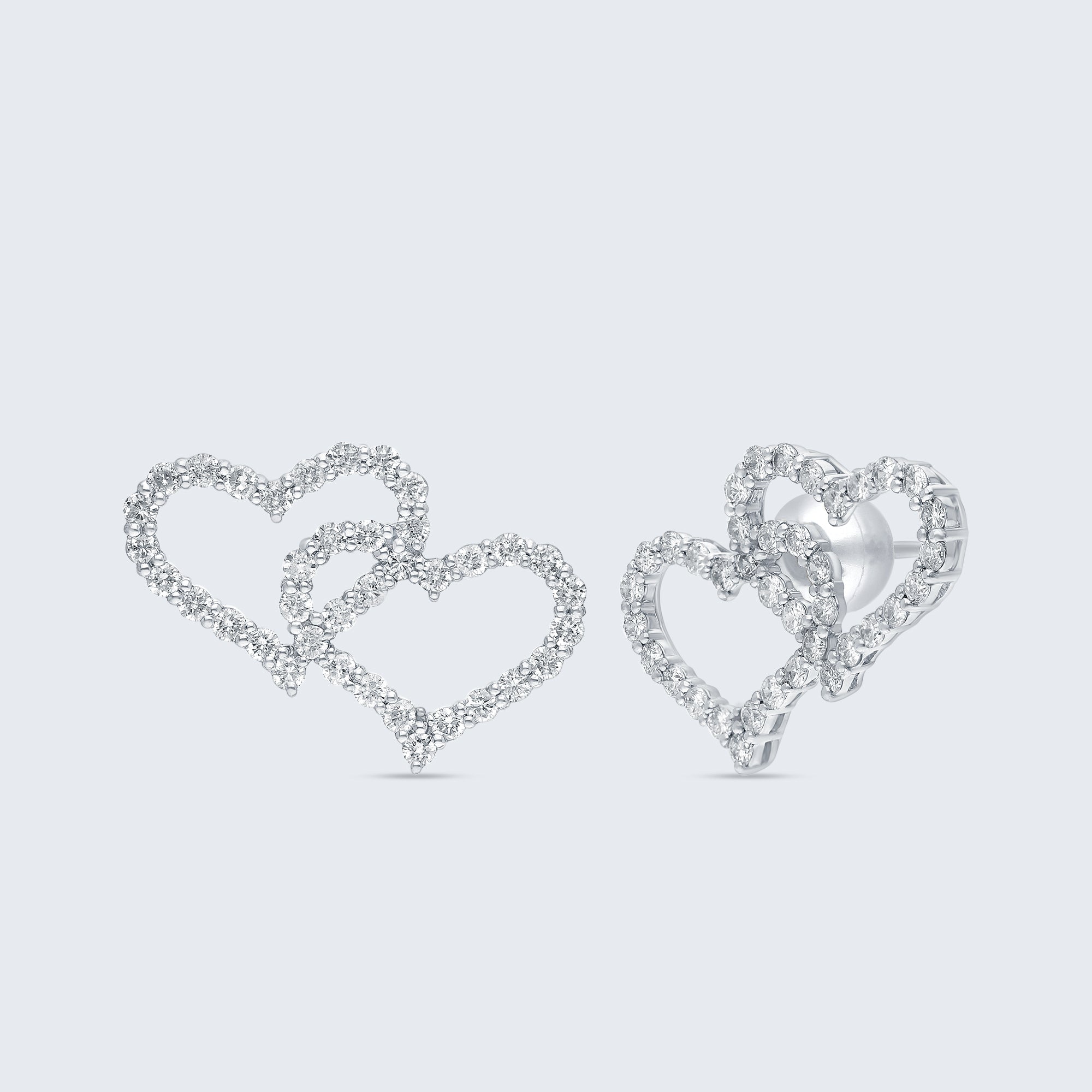 オープンハート ダイヤモンド イヤリング – 18Kゴールド、1.0カラット