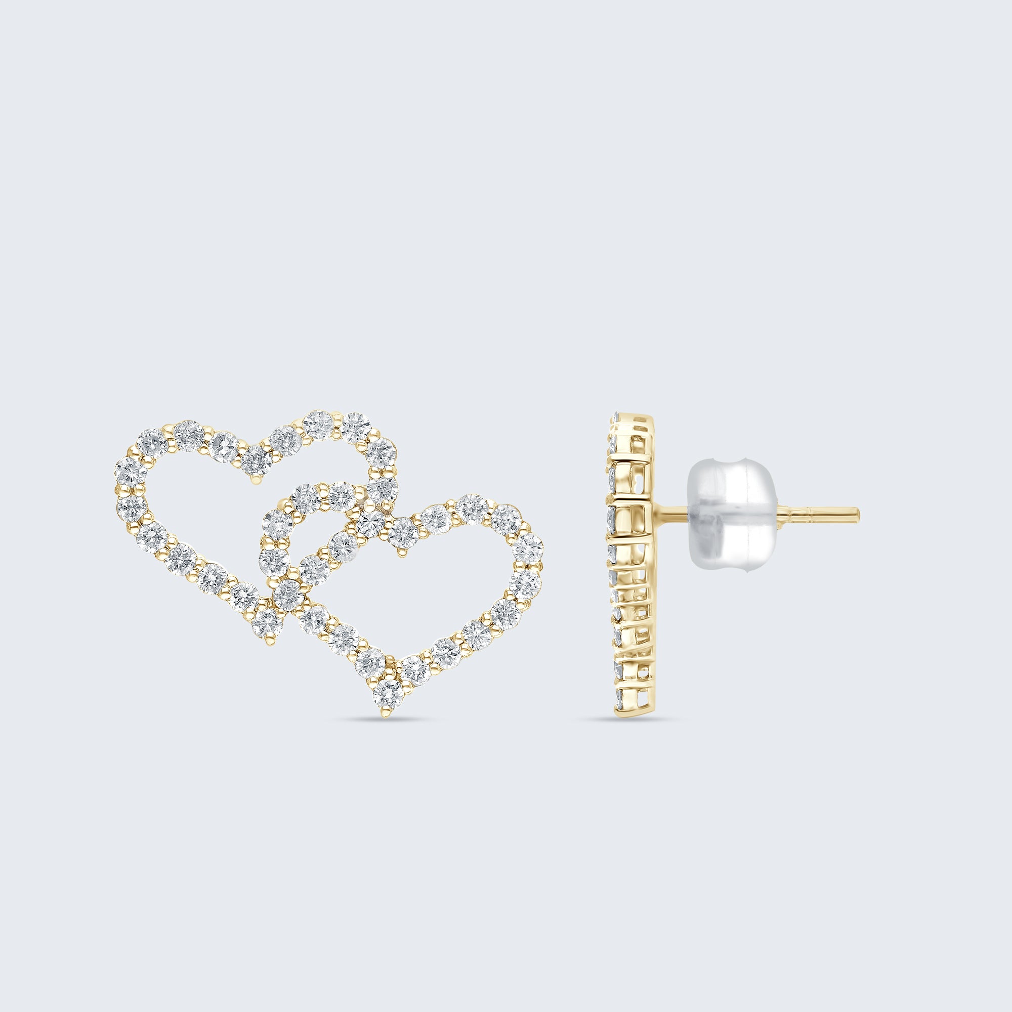 オープンハート ダイヤモンド イヤリング – 18Kゴールド、1.0カラット