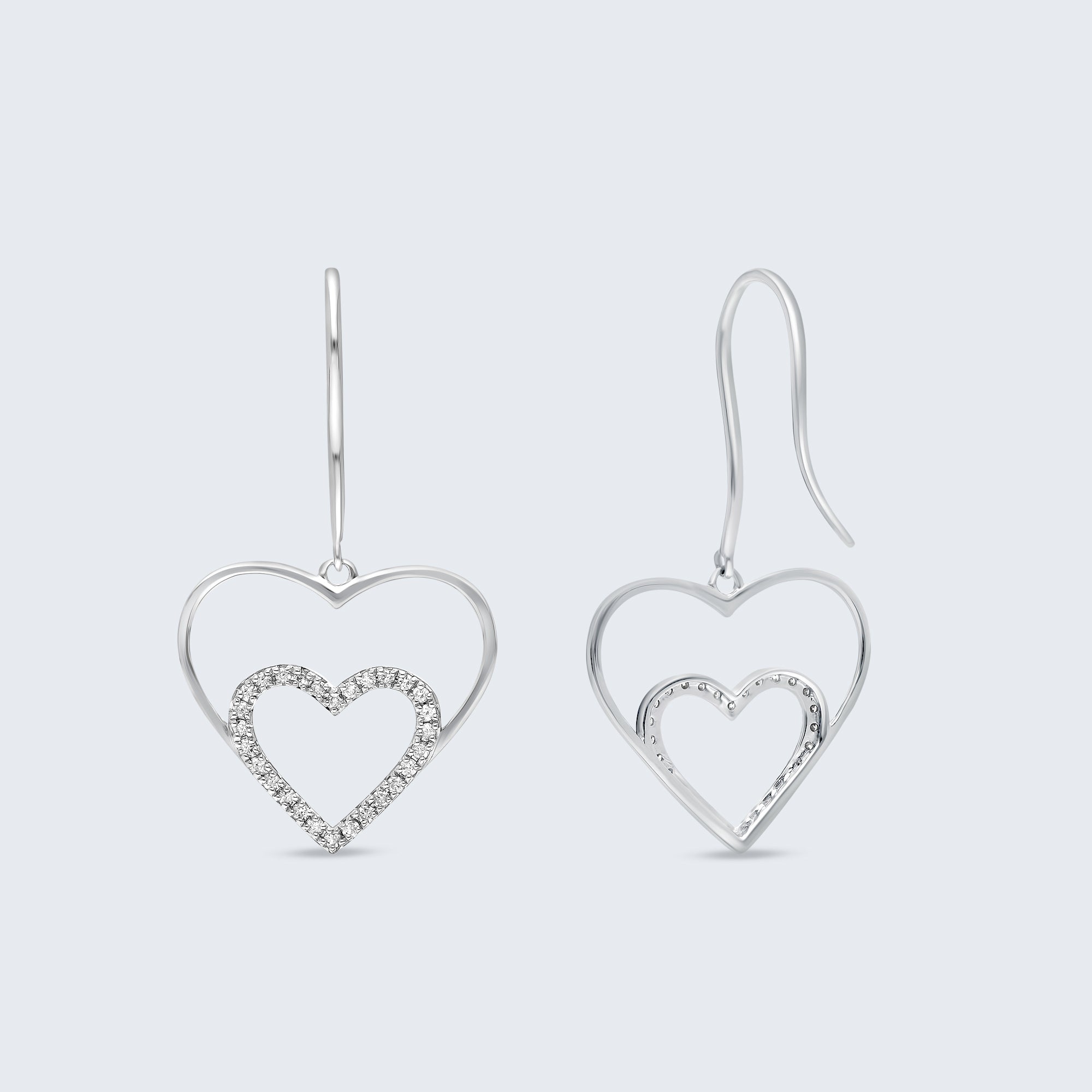 オープンハート ダイヤモンド イヤリング – 18Kゴールド、0.30カラット