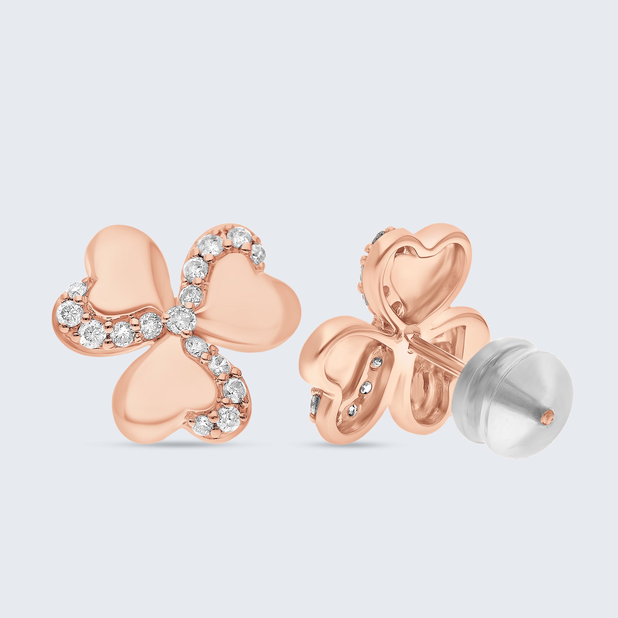ペタルハート ダイヤモンドイヤリング – 18Kゴールド、0.24カラット