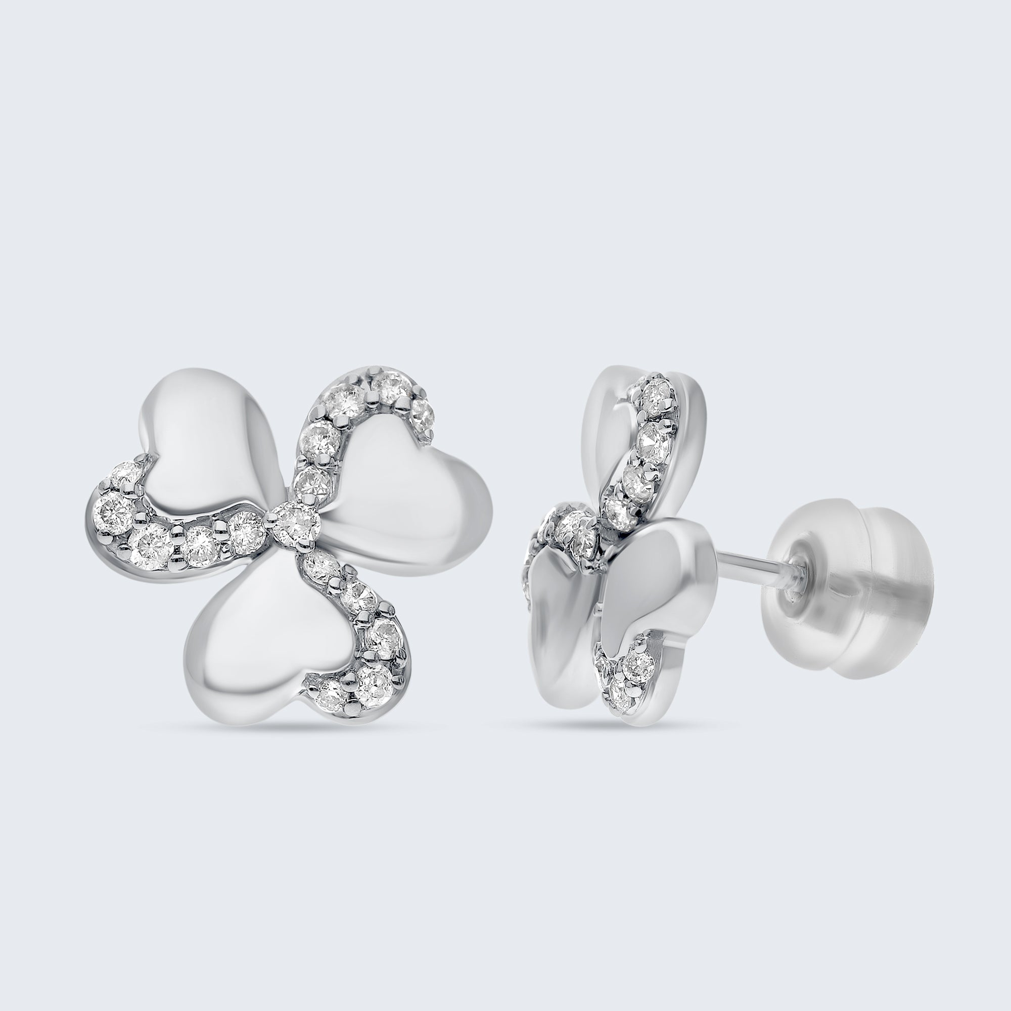 ペタルハート ダイヤモンドイヤリング – 18Kゴールド、0.24カラット