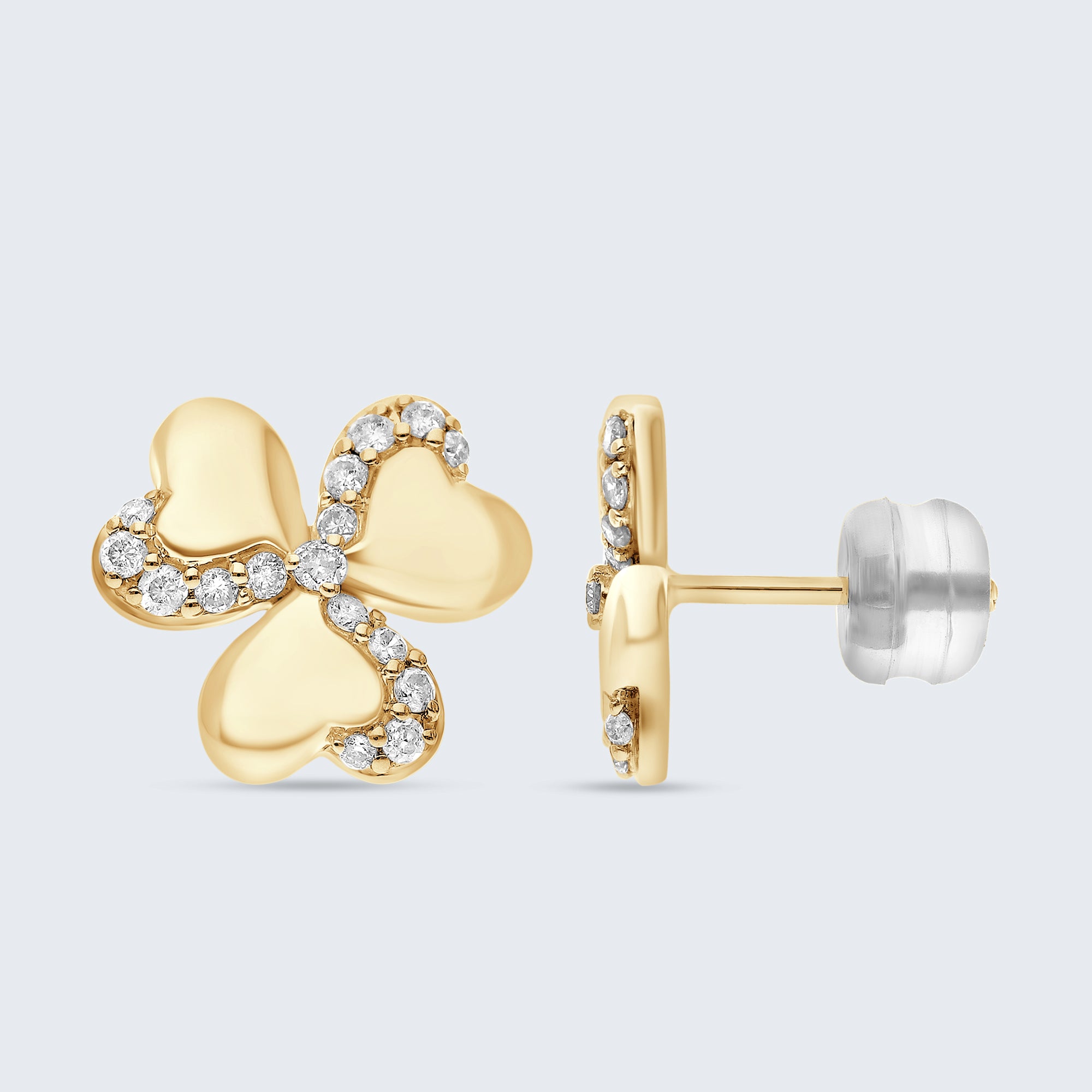 ペタルハート ダイヤモンドイヤリング – 18Kゴールド、0.24カラット