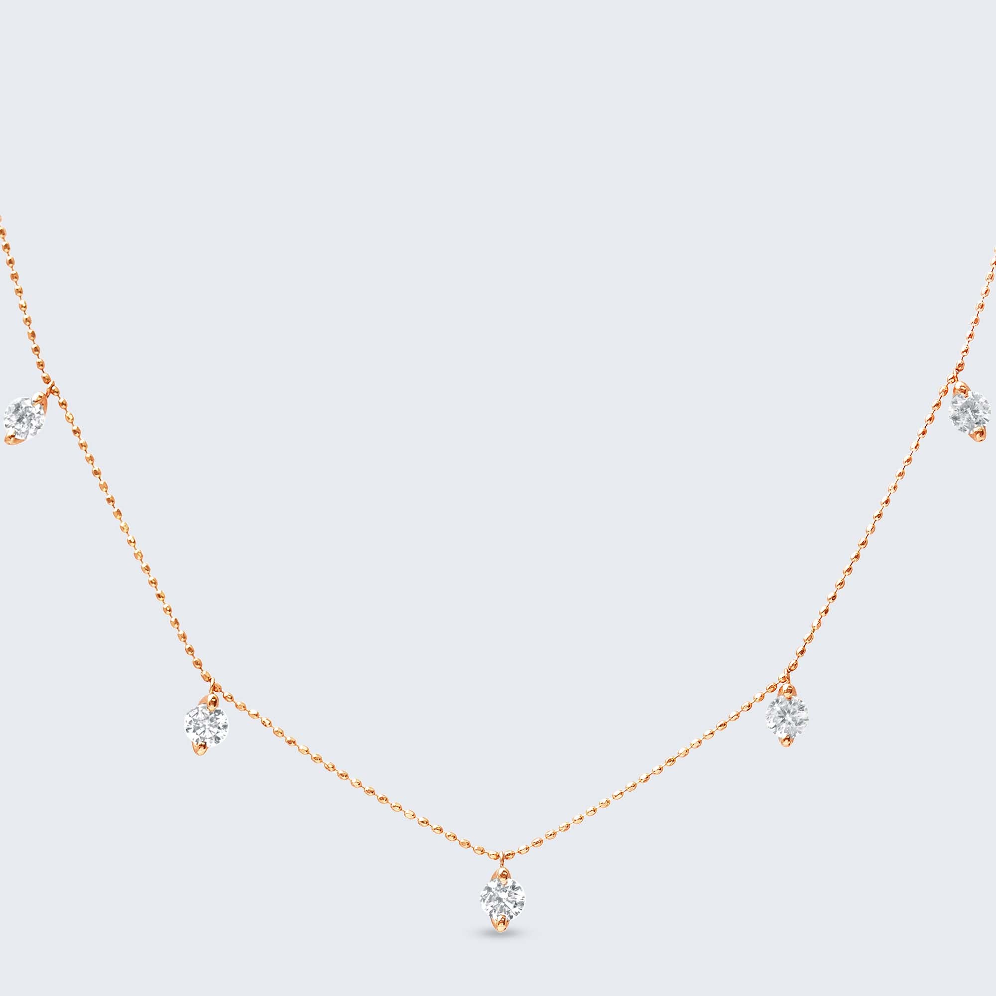 ダイヤモンドステーションネックレス - K18PG、1.0カラット