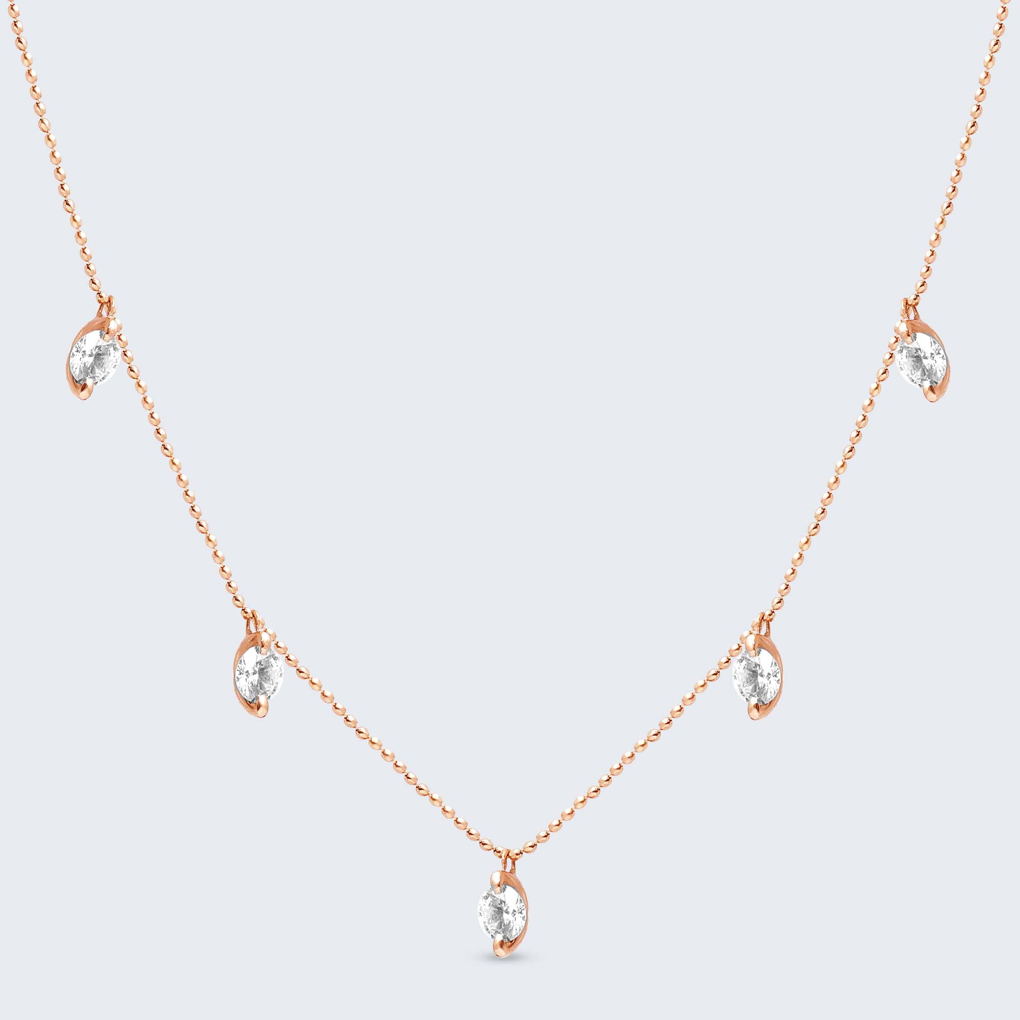 ダイヤモンドステーションネックレス - K18PG、1.0カラット