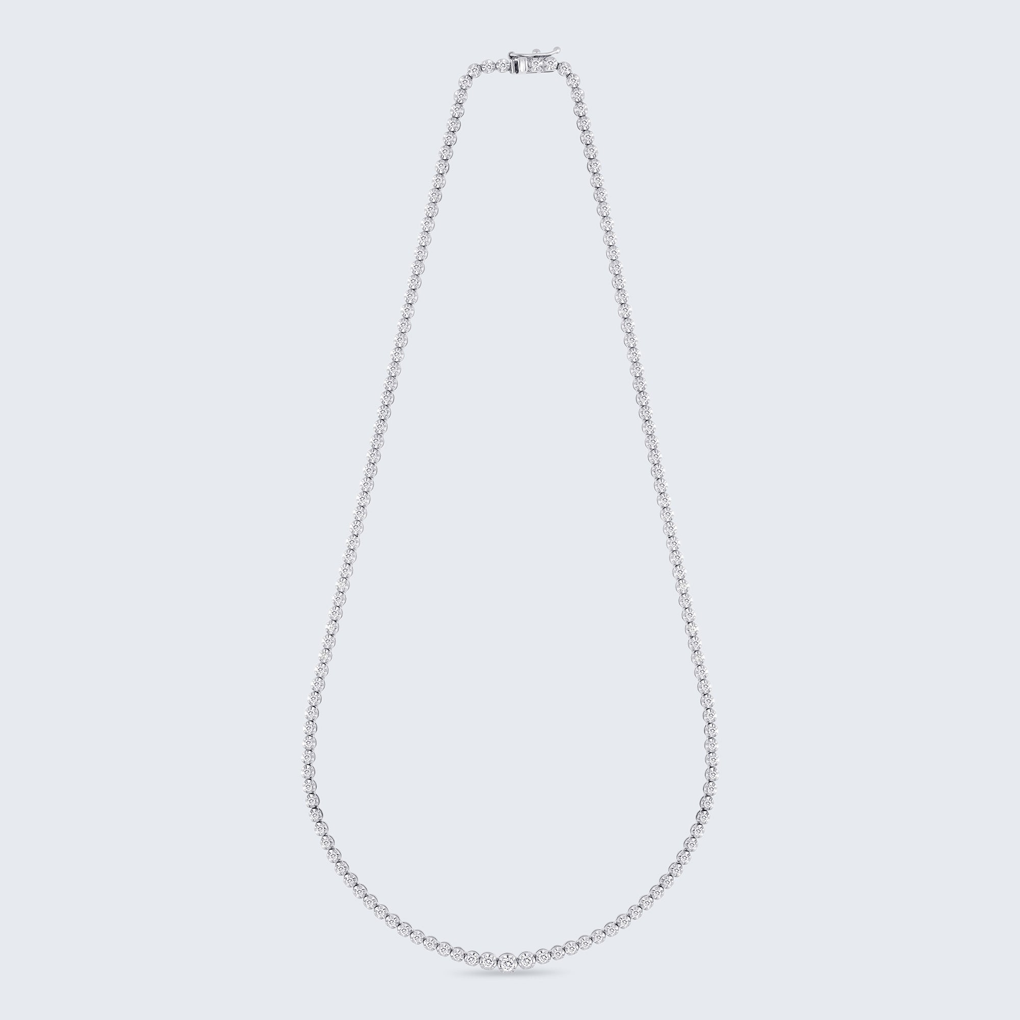 ダイヤモンド テニスネックレス – K18WG / YG、2.0カラット 