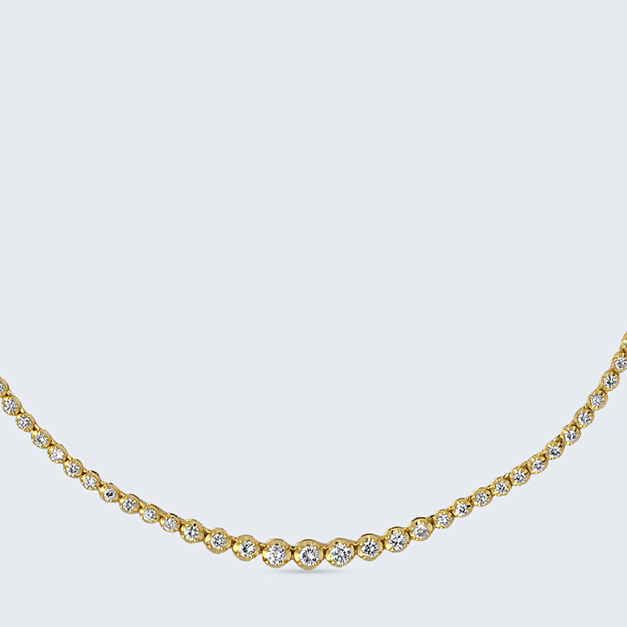 ダイヤモンド テニスネックレス – K18YG、3.0カラット