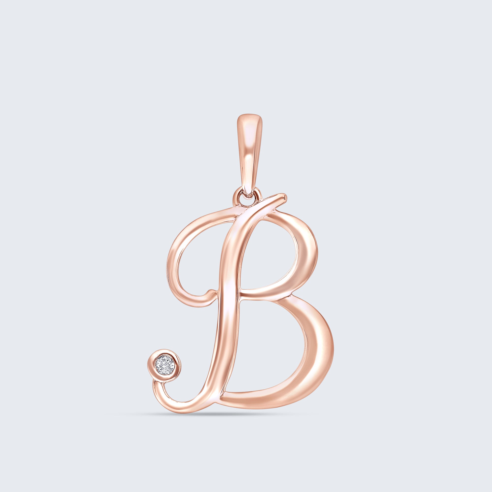 K18 イニシャルペンダント「B」 – 0.01カラットダイヤモンド(チェーンオプションあり)