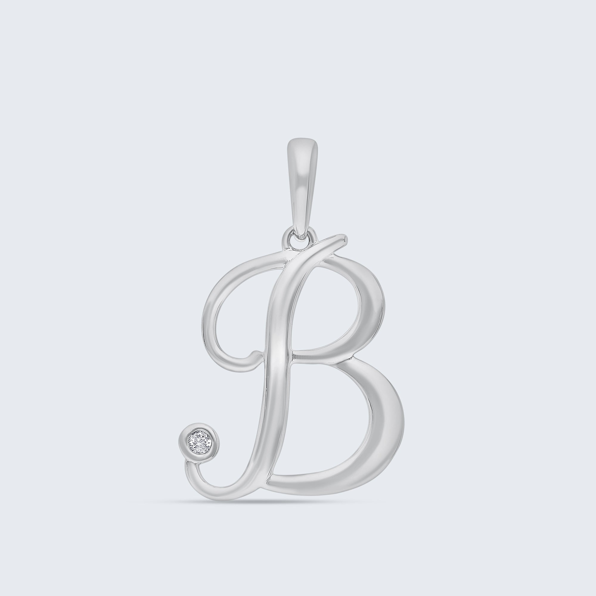 K18 イニシャルペンダント「B」 – 0.01カラットダイヤモンド(チェーンオプションあり)