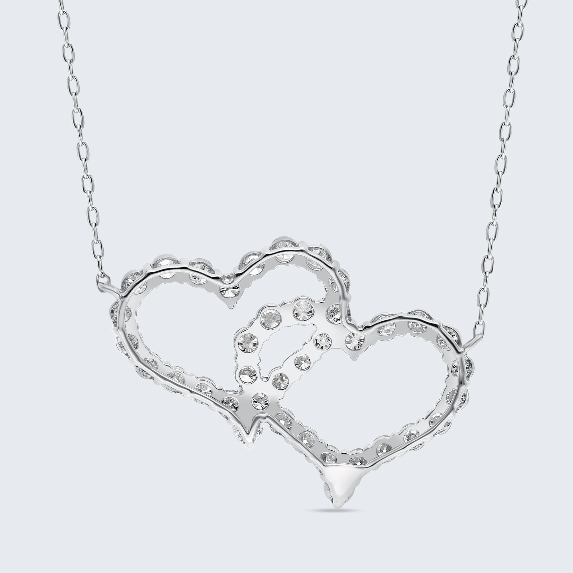 ダブルオープンハート ダイヤモンドペンダント – 18Kゴールド、1.0カラット