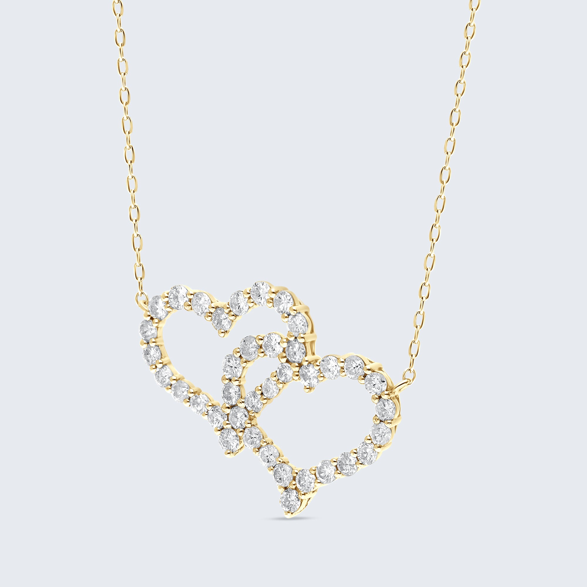 ダブルオープンハート ダイヤモンドペンダント – 18Kゴールド、1.0カラット
