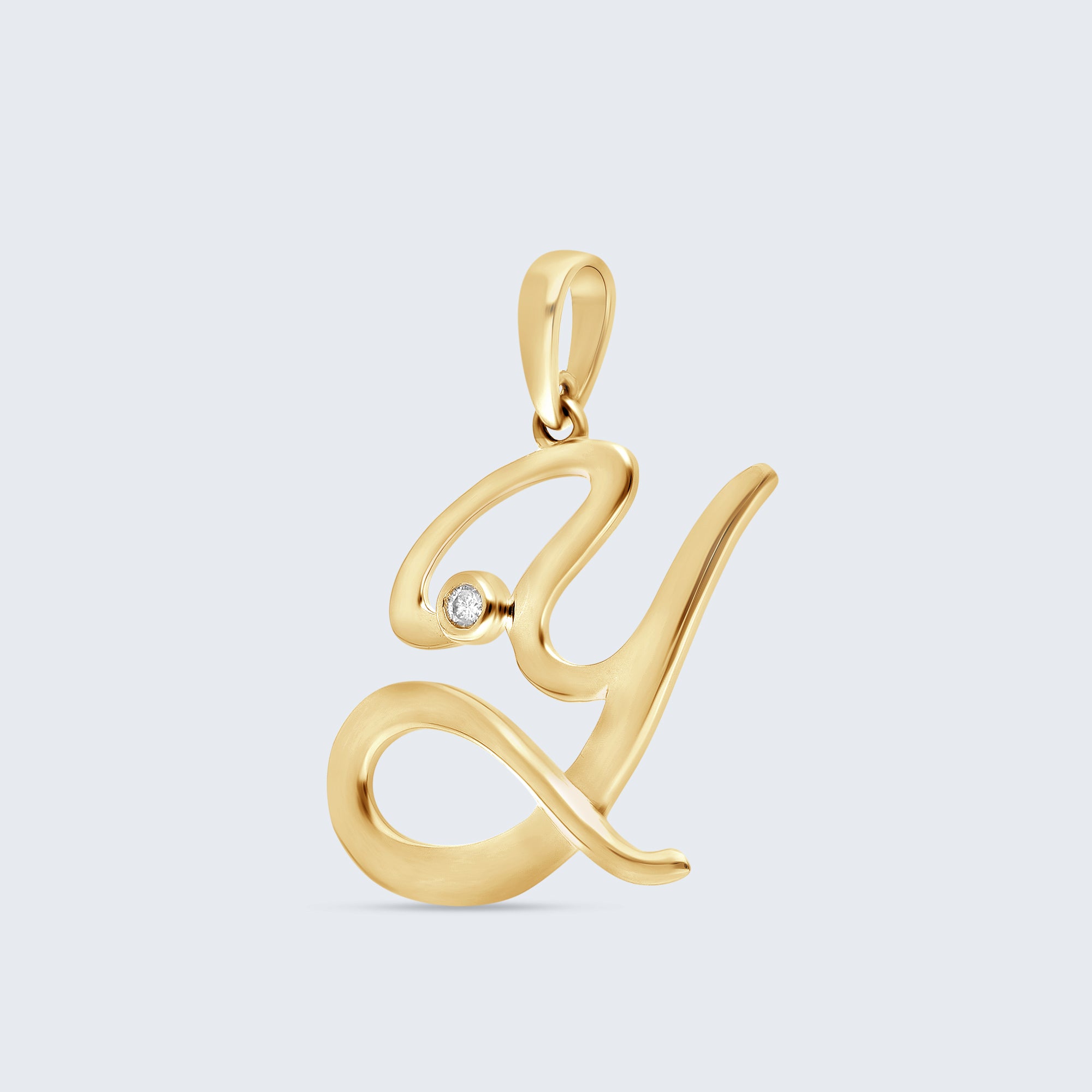 K18 イニシャルペンダント「Y」 – 0.01ct ダイヤモンド(チェーンはオプション)