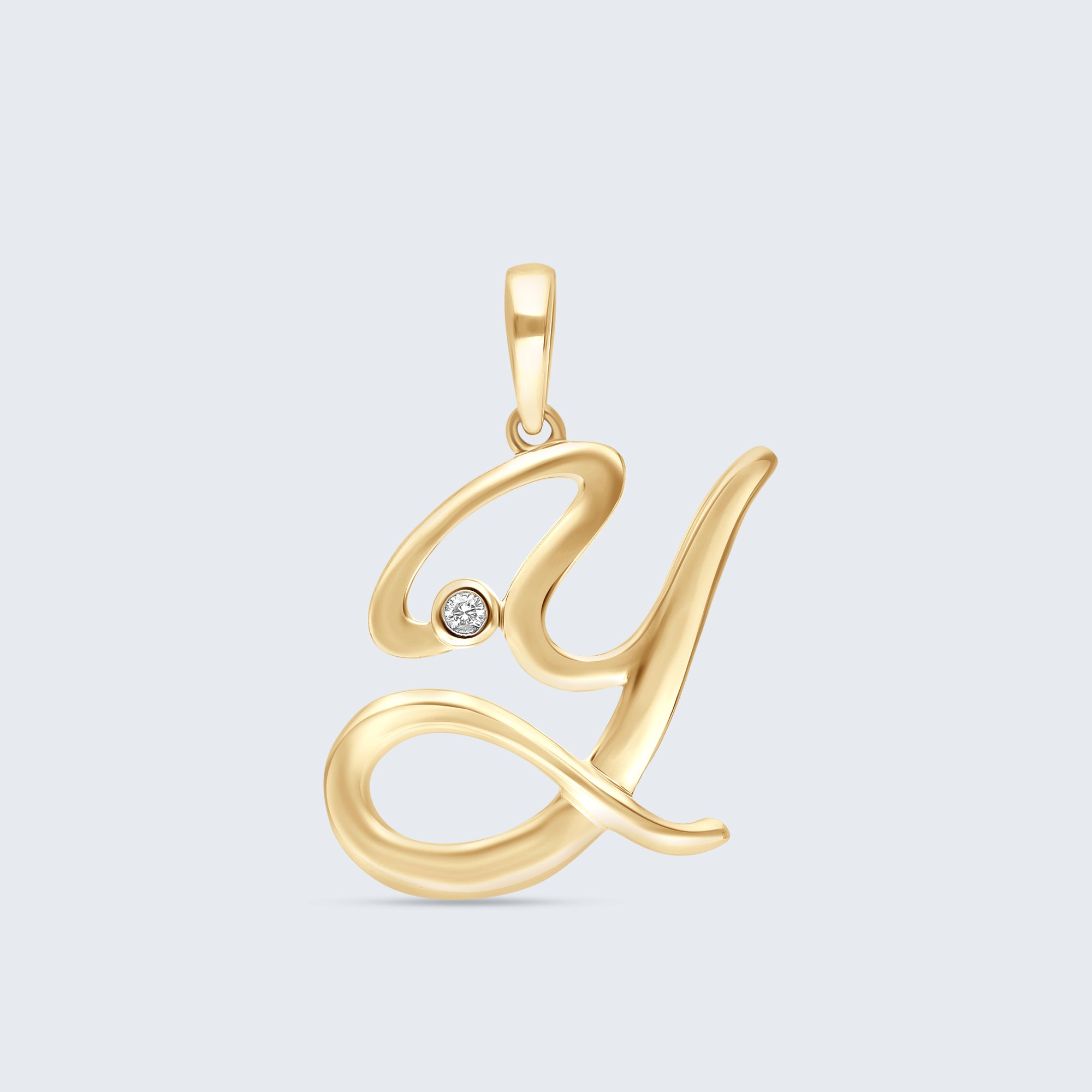 K18 イニシャルペンダント「Y」 – 0.01ct ダイヤモンド(チェーンはオプション)