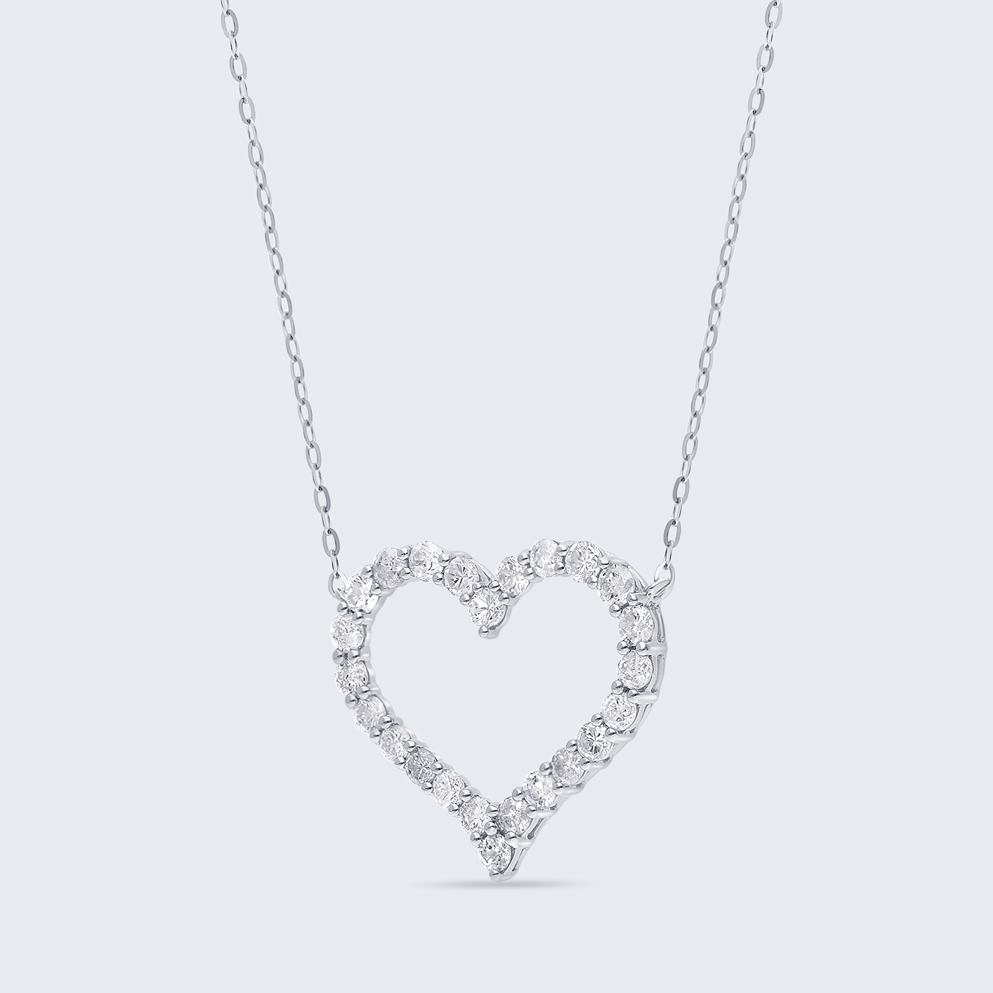 オープンハート ダイヤモンドペンダント – 18Kゴールド、0.75カラット