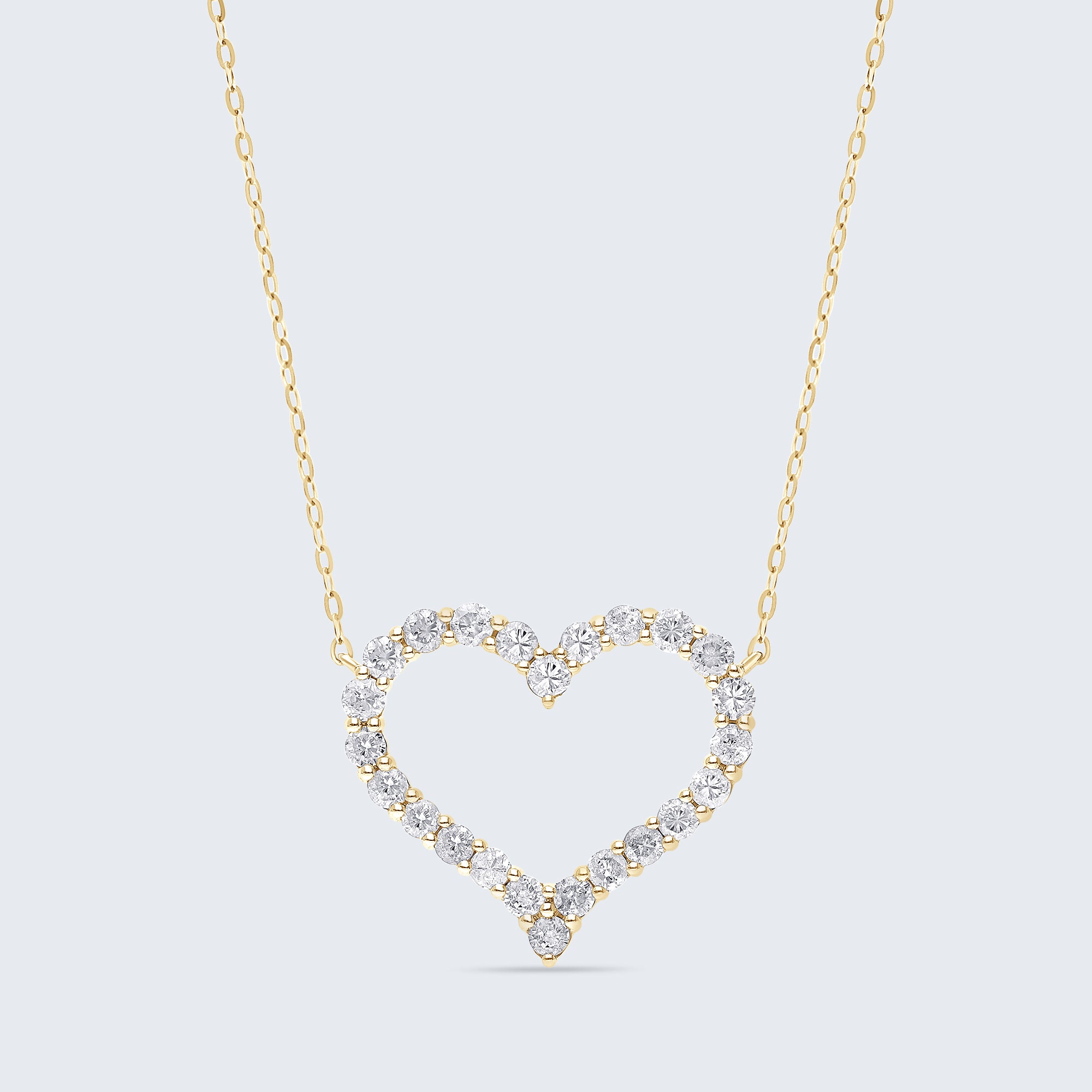 オープンハート ダイヤモンドペンダント – 18Kゴールド、0.75カラット