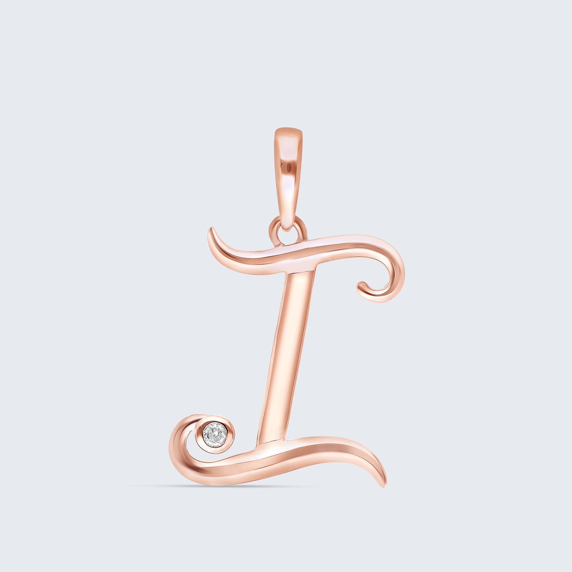 K18 イニシャルペンダント「I」 – 0.01ct ダイヤモンド(チェーンオプション)